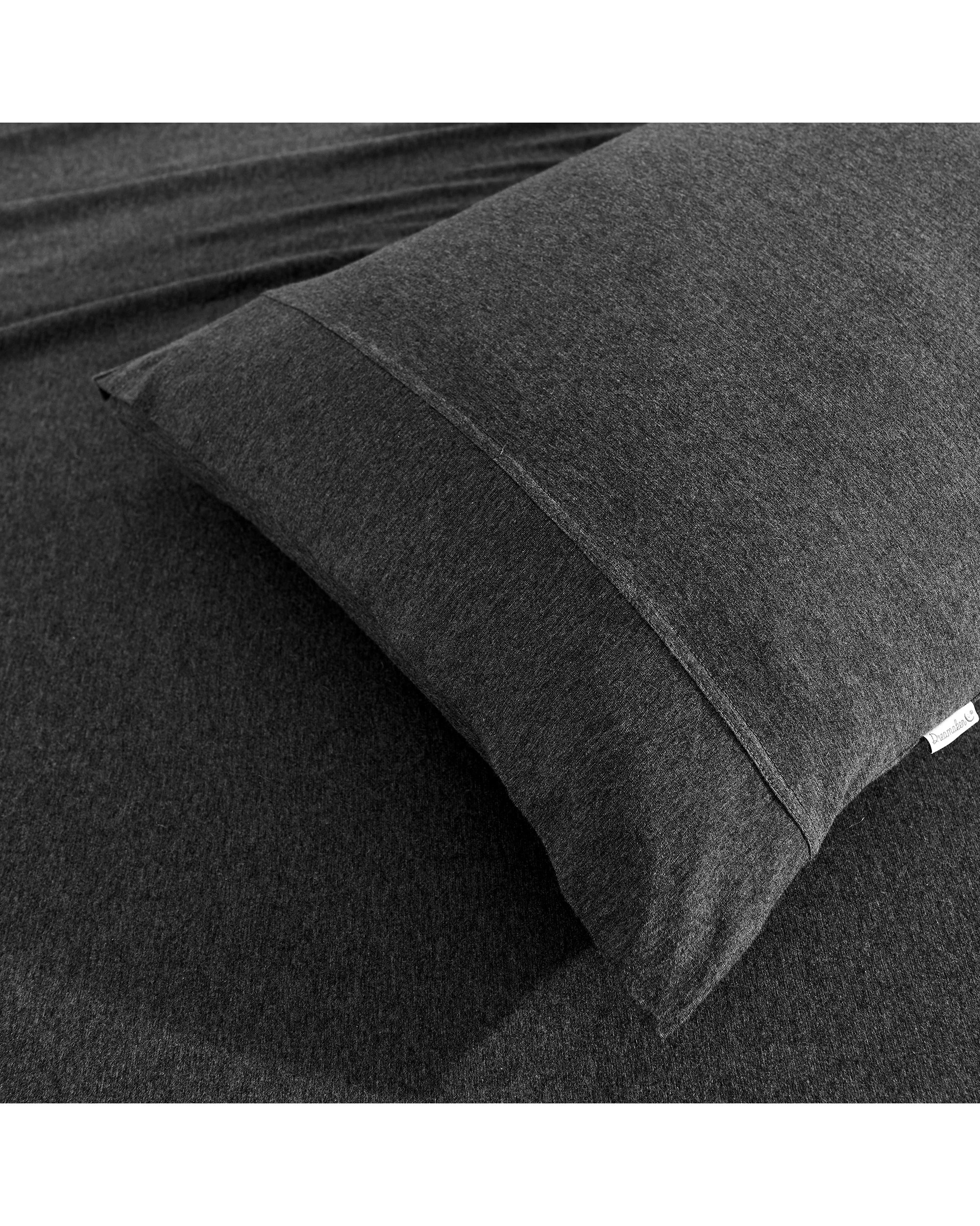 3 Dreamaker Jersey Luxe 100% Cotton Combo Fitted Sheet Set - Single Bed - Charcoal, 3 of 6