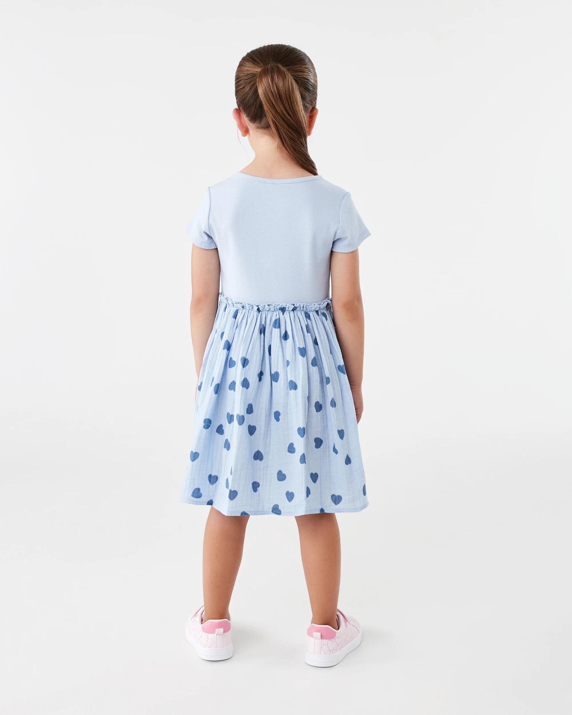 8 Short Sleeve Ribbed Dress Blu Heart, 8 of 8