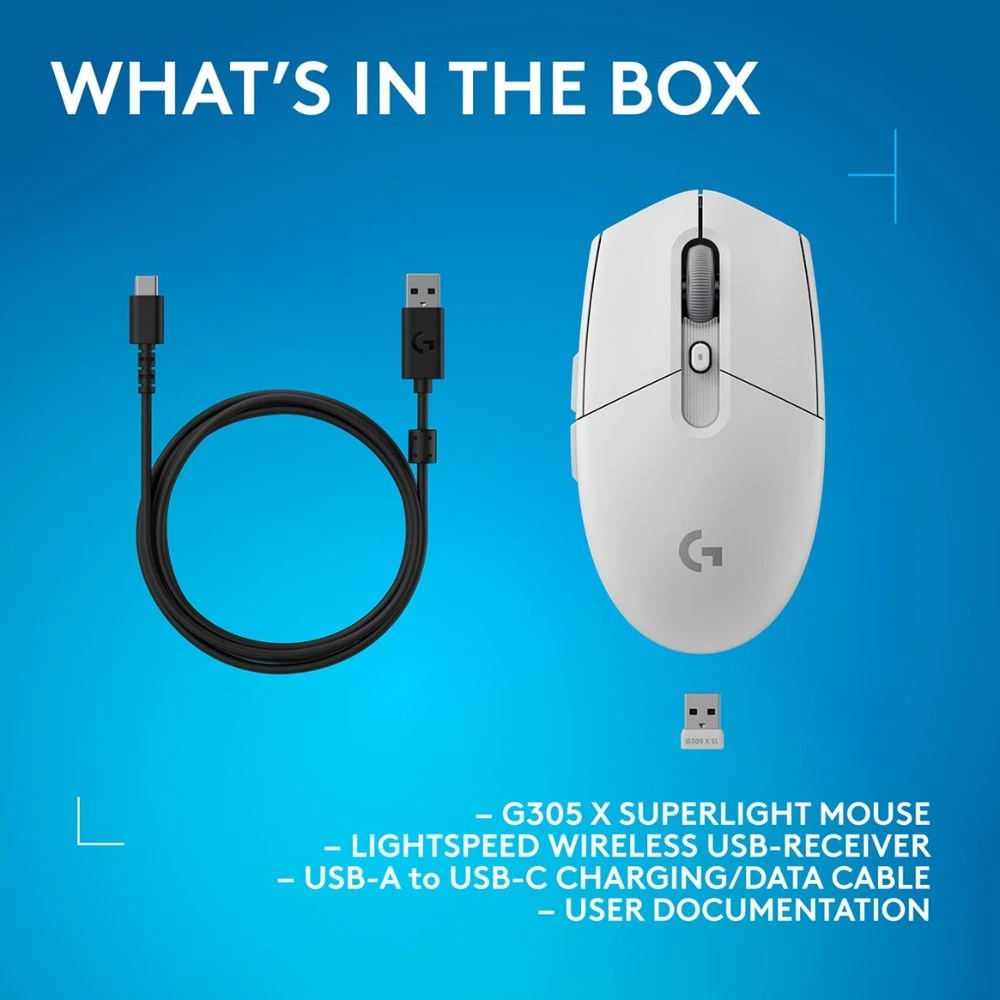 8 Logitech G G305 X SUPERLIGHT Wireless Gaming Mouse White, 8 of 9