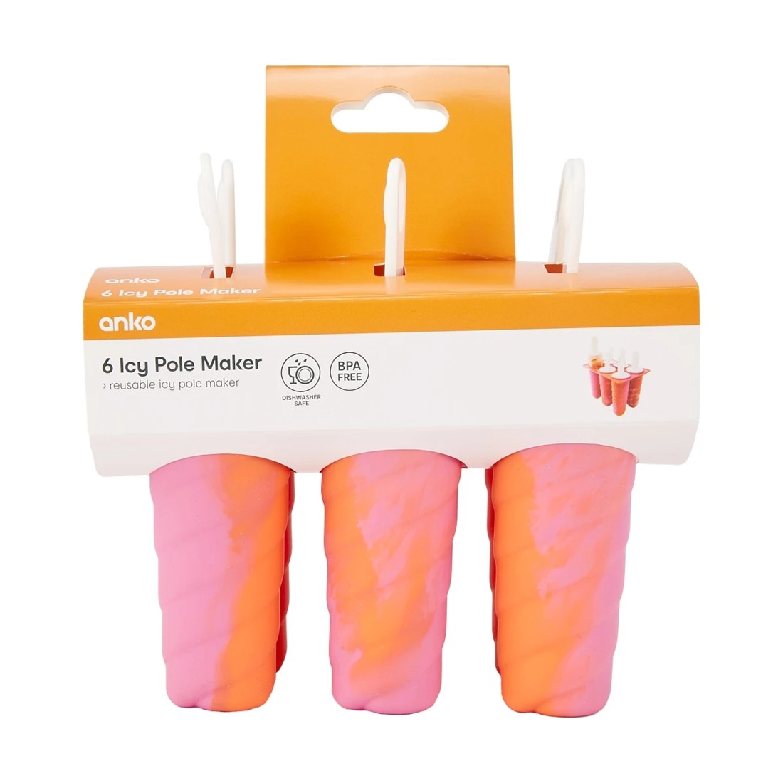 8 6 Pack Icy Pole Maker - Pink and Orange, 8 of 8