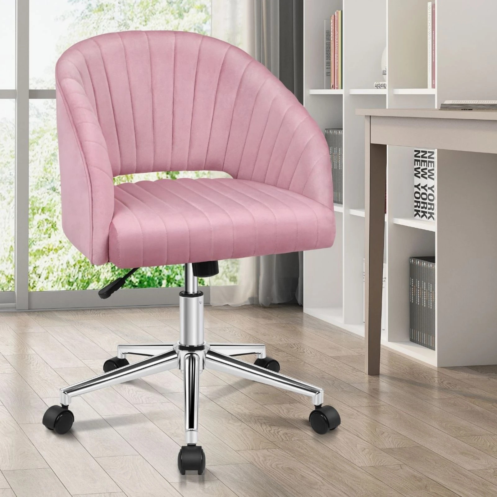 2 Alfordson Velvet Office Chair Swivel Armchair Computer Seat Adult Kids - Pink, 2 of 9