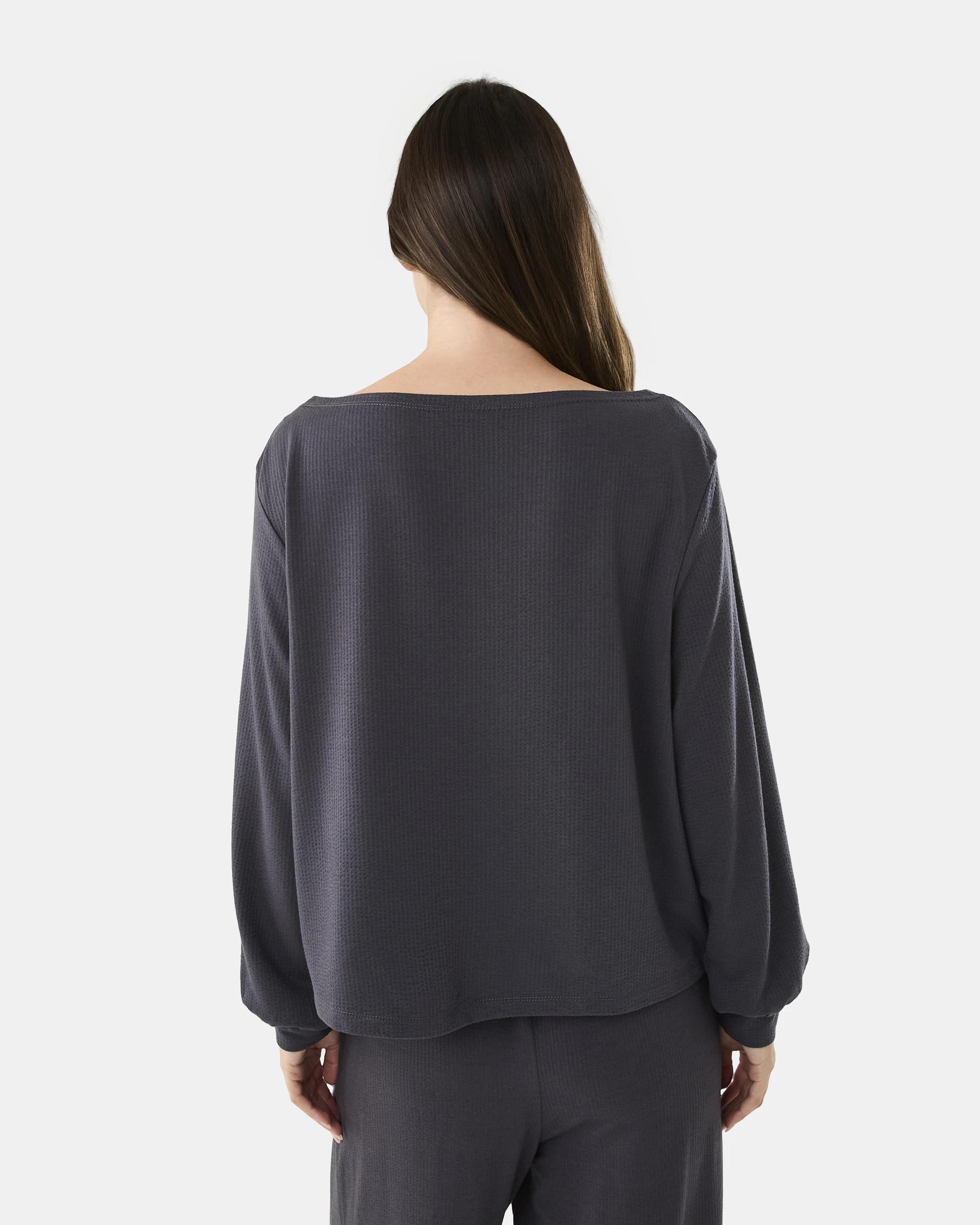 3 Boat Neck Seersucker Lounge Top Wshd Slate, 3 of 7
