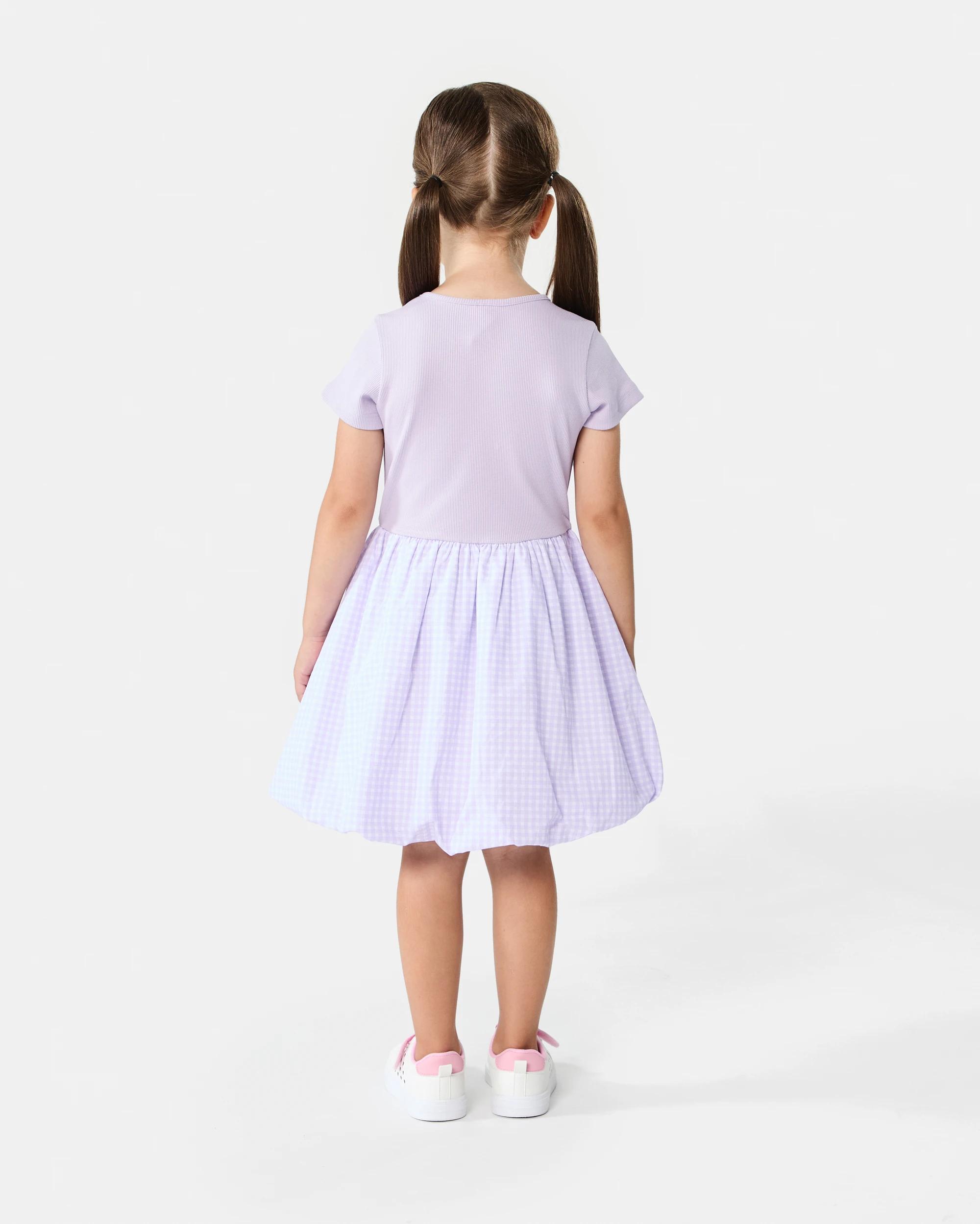 7 Short Sleeve Bubble Dress Pur Check, 7 of 7