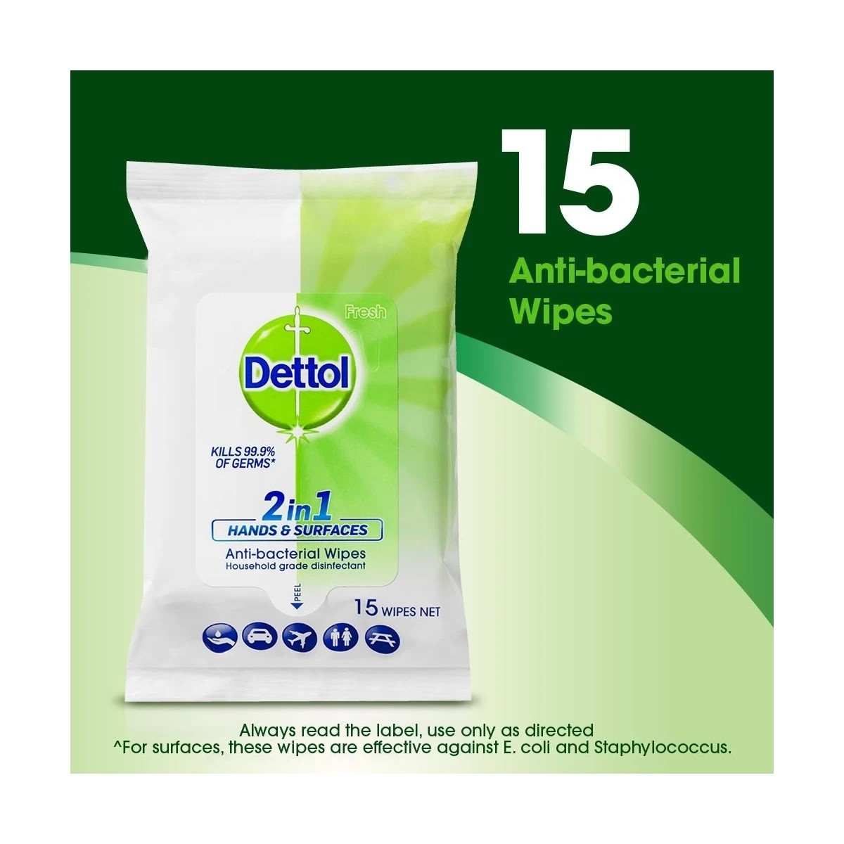 7 Dettol 15 Pack 2-in-1 Anti-Bacterial Wipes, 7 of 7