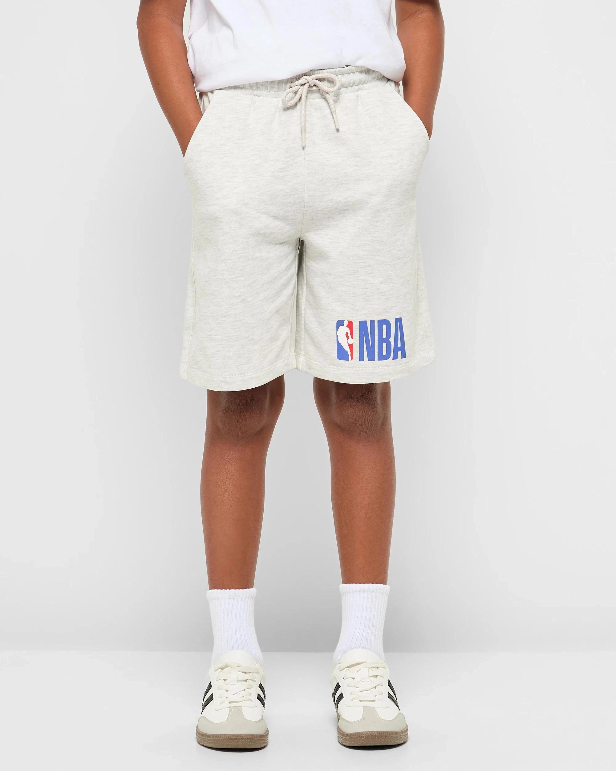 1 Australian Cotton Blend NBA Casual Shorts WHITE MARLE, 1 of 5