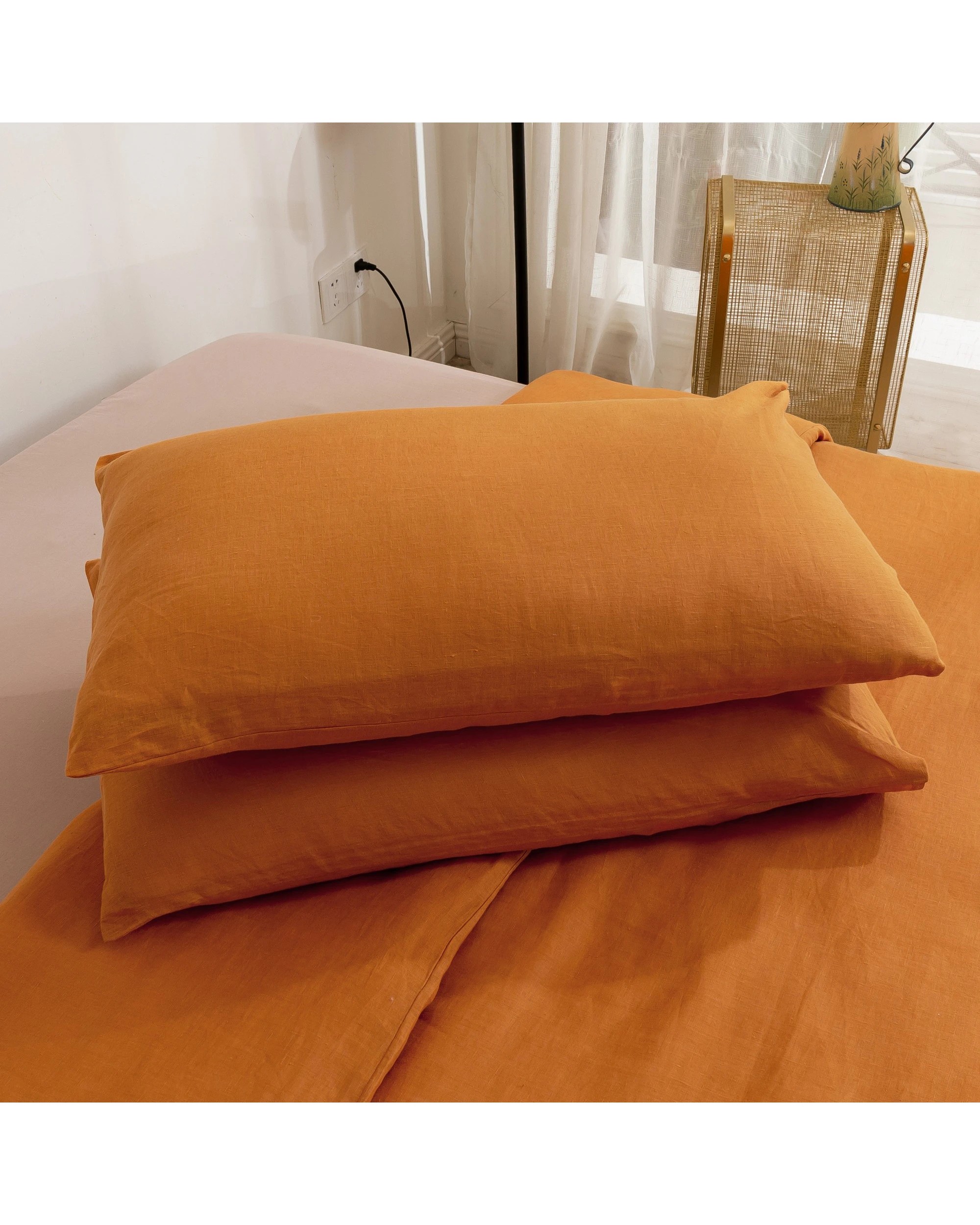 6 Natural Home 100% European Flax Linen Sheet Set - Super King Bed - Rust, 6 of 7