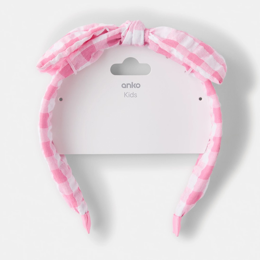 4 Gingham Bow Headband - Pink and White, 4 of 4