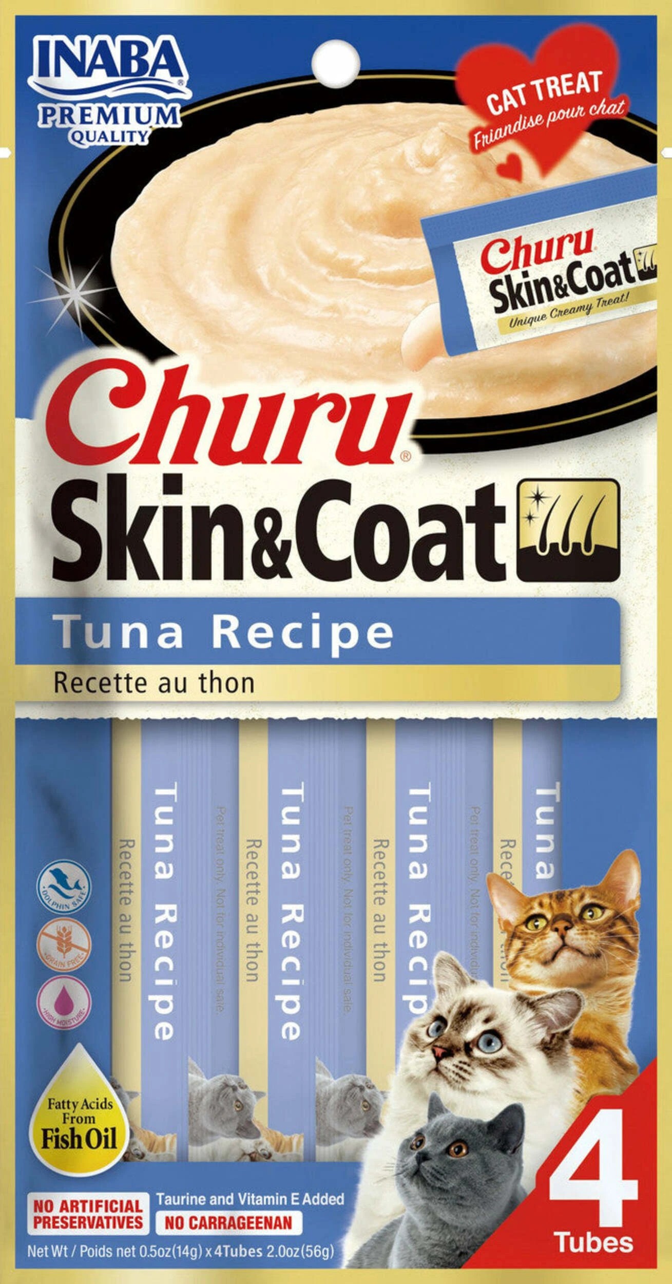 1 Inaba Cat Churu Puree Skin & Coat Tuna 56g 6pk, 1 of 2