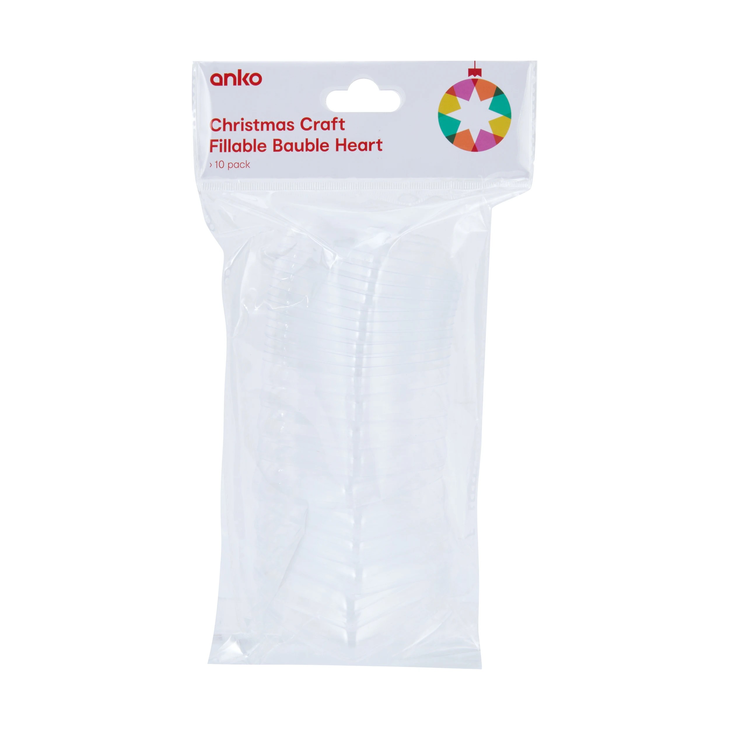1 10 Pack Christmas Craft Fillable Bauble Heart, 1 of 3