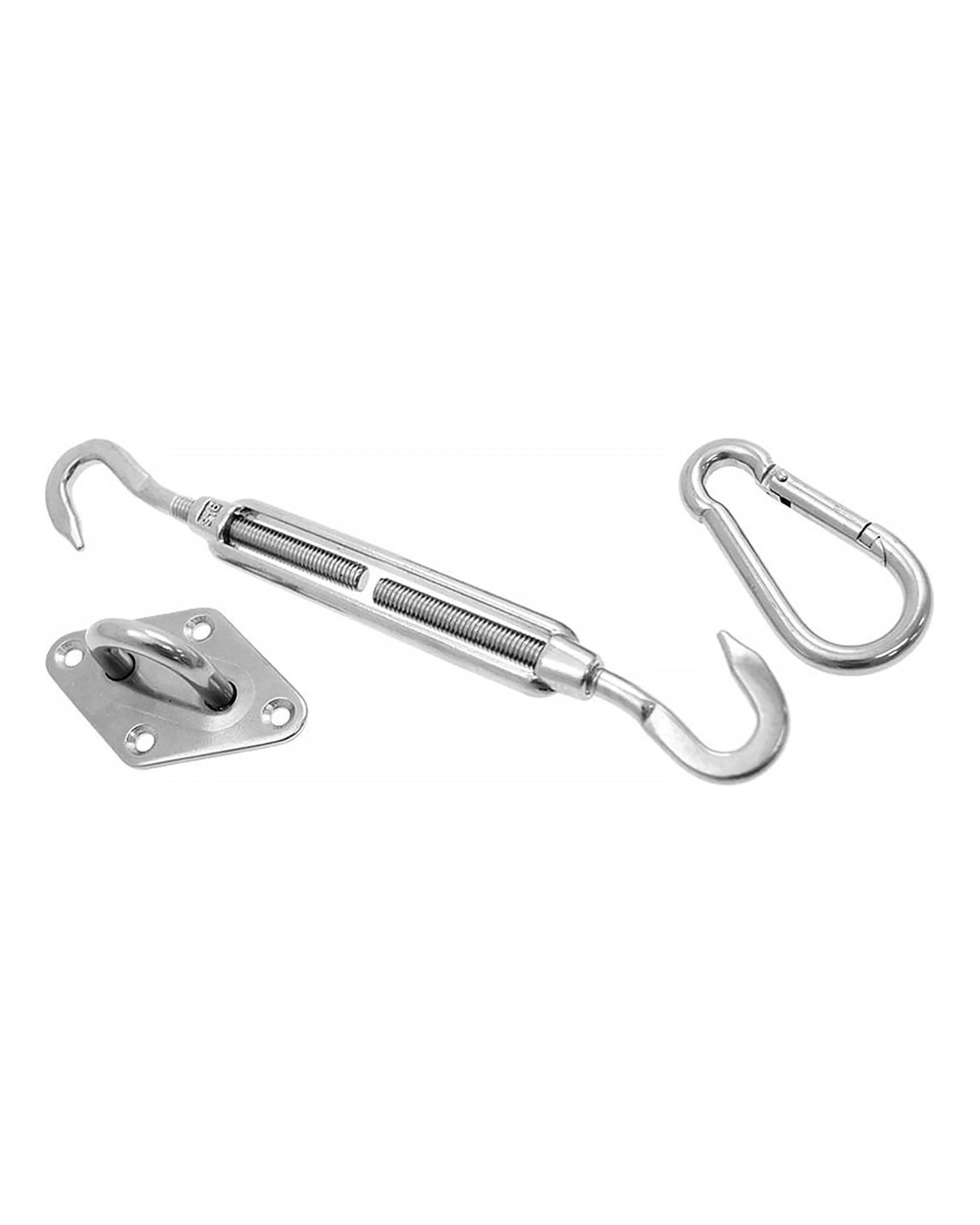 2 Shade Sail Steel Mountain Kit Carabiner Pad EyeTurnbuckle Set - Silver, 2 of 3