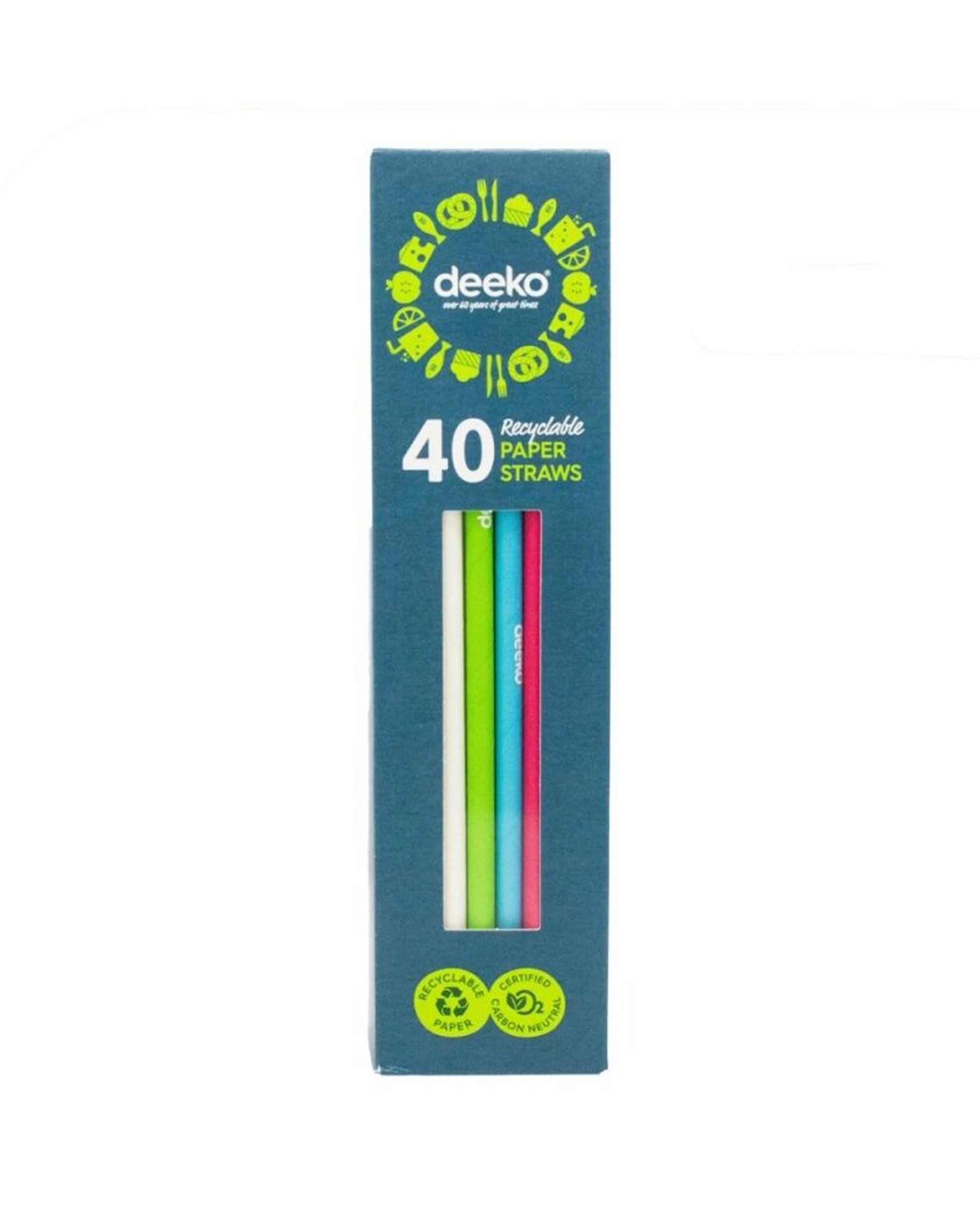 2 28x 40 Pack Deeko Recyclable Paper Straws Colours Bulk - Multi, 2 of 3