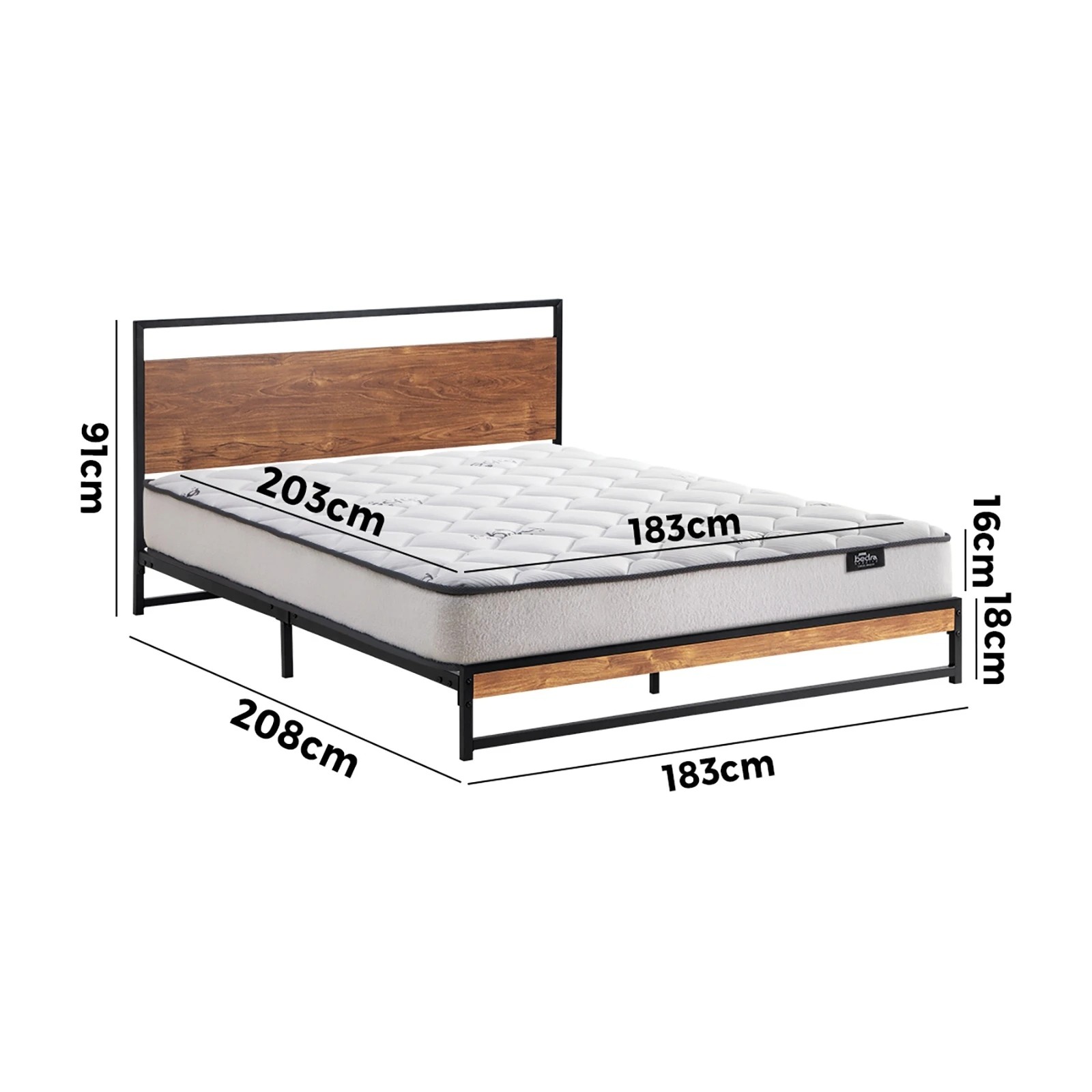 7 Oikiture Metal Bed Frame King Size Beds Platform With Mattress
 - Black, 7 of 7