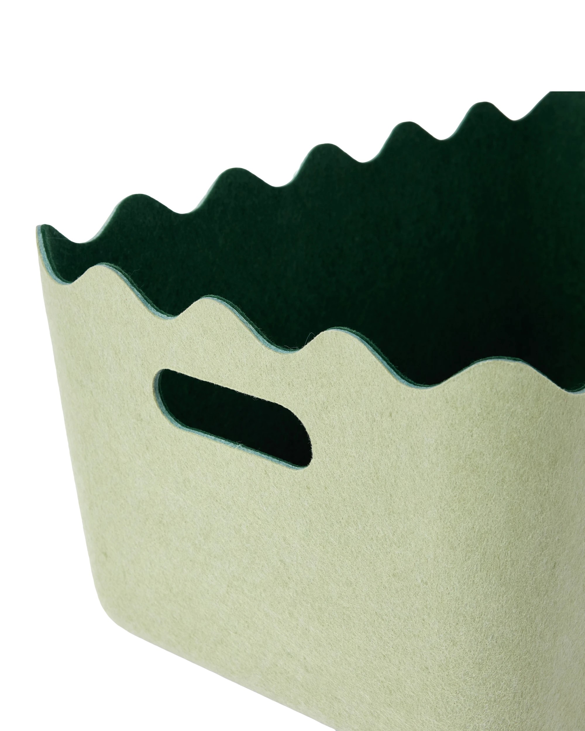 3 2 Tone Wave Felt Basket - Green, 3 of 5