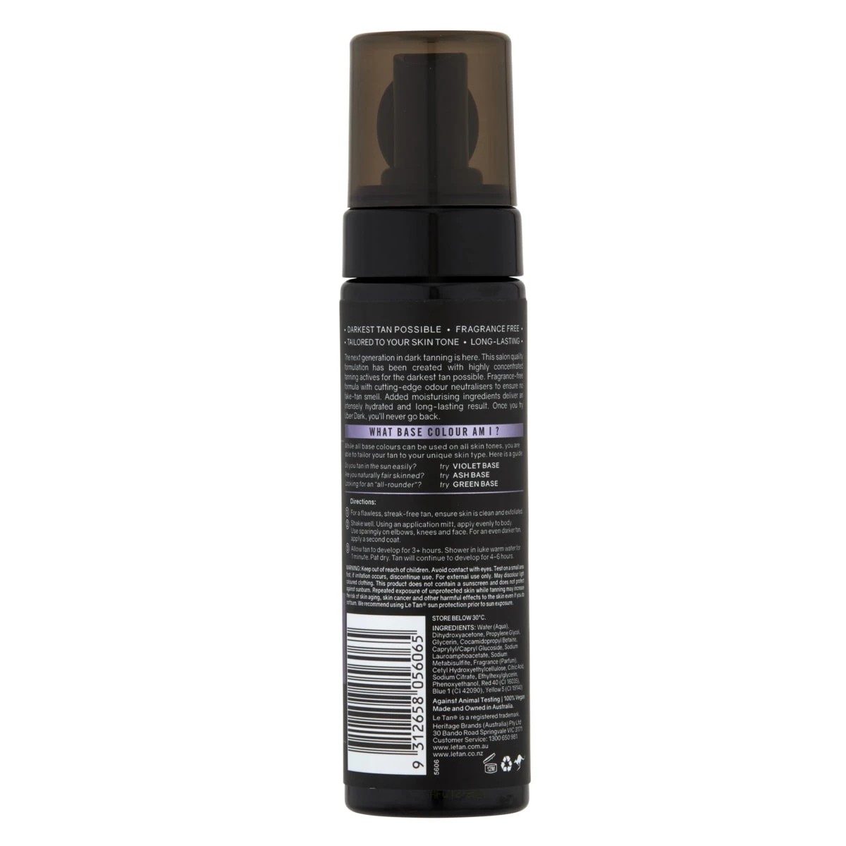 2 Le Tan Uber Dark Violet Base Dark Bronze-Brown Salon Quality Self Tanning Foam 200ml, 2 of 2