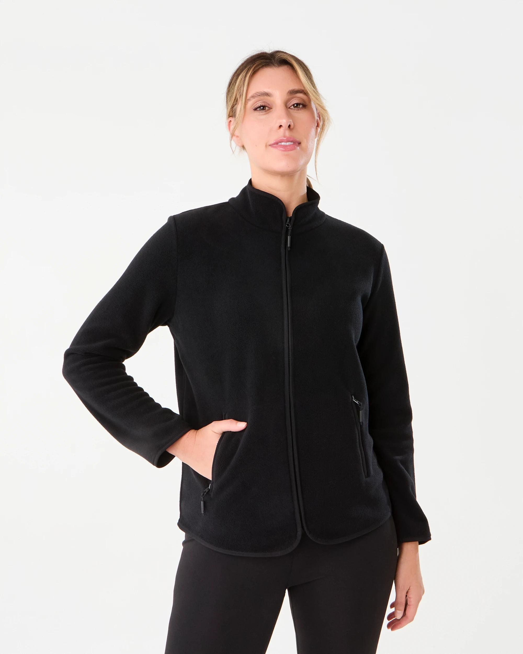 2 Active Womens Outdoor Fleece Jacket Black, 2 of 7
