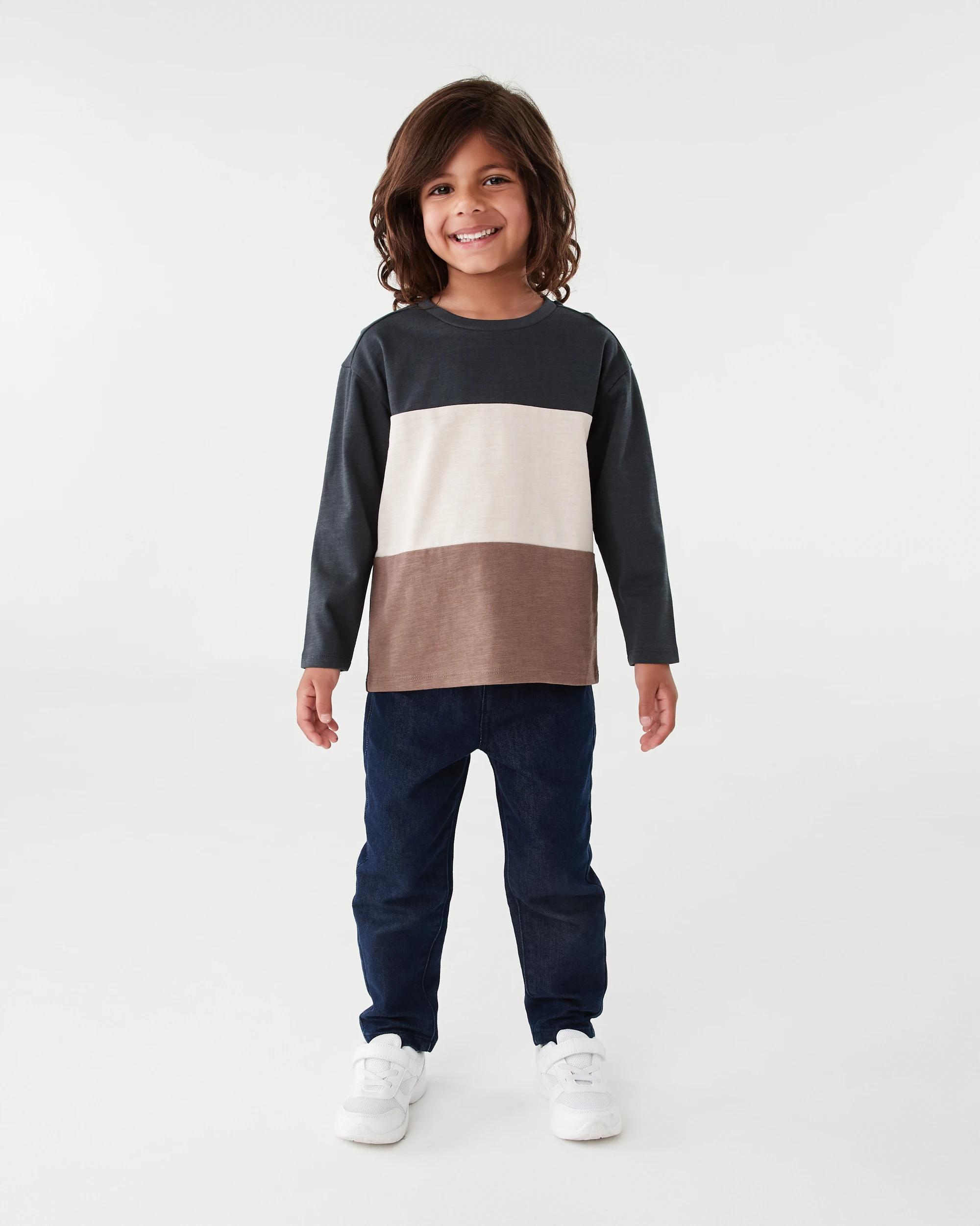 6 Long Sleeve Panel T-shirt Mlky Brwn, 6 of 7