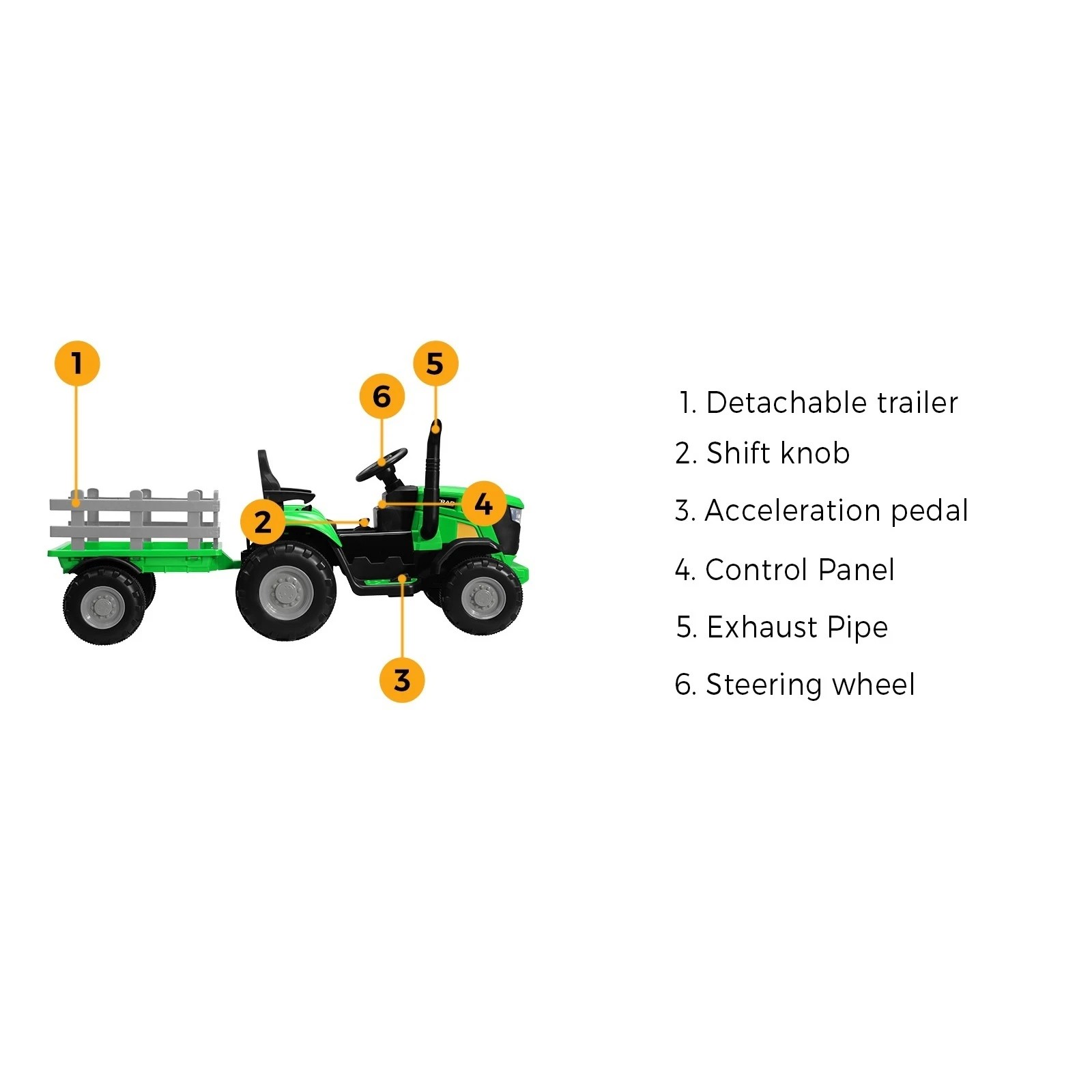 4 Mazam 156 Cm Kids Ride On Car Tractor 12v Remote Control Electric Battery Toy
 - Green, 4 of 10