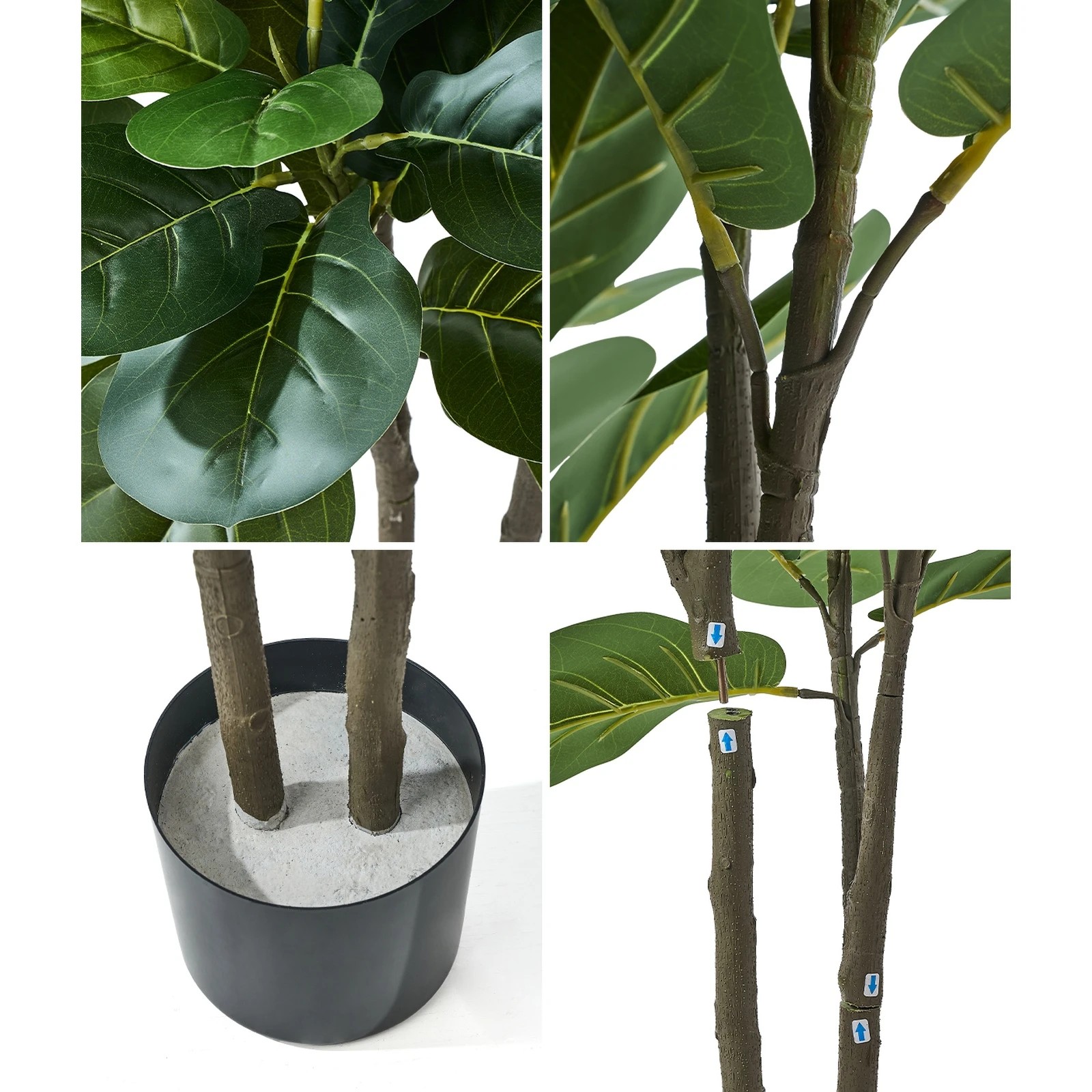 5 Livsip 2x Artificial Fiddle Leaf Fig Tree Lifelike Faux Plants 150cm - Green, 5 of 10