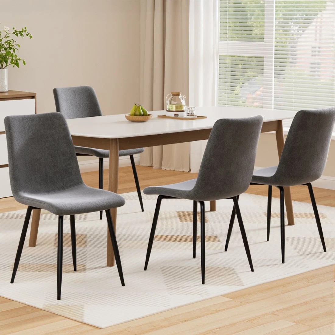 3 Artiss Dining Chairs Set of 4 Velvet Horizontal Slope - Grey, 3 of 8