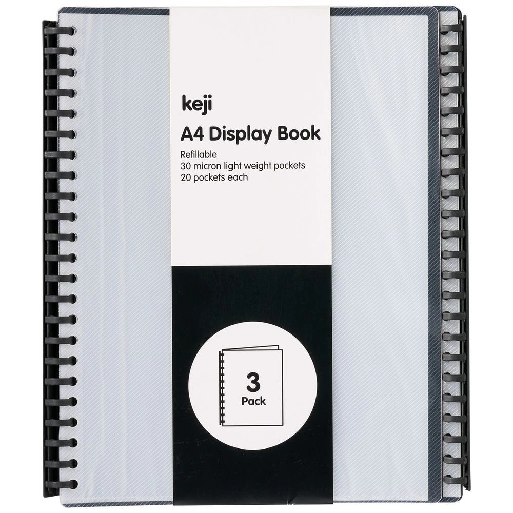 1 Keji A4 Refillable Display Book 20 Pockets 3 Pack, 1 of 3