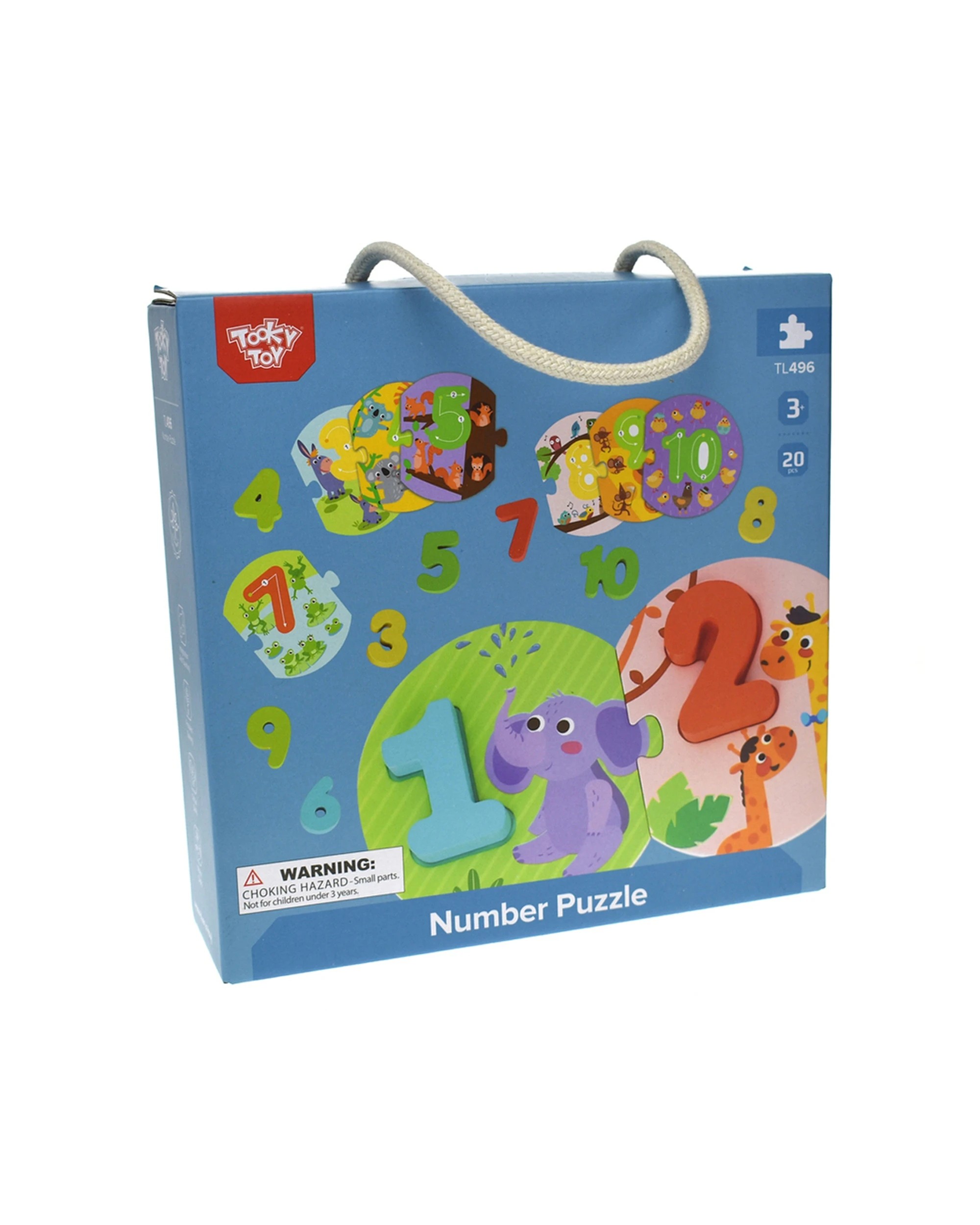 6 Tooky Toy Number Wooden Learning Number Animal Kids Play Puzzle In Carry Box - Multi, 6 of 6