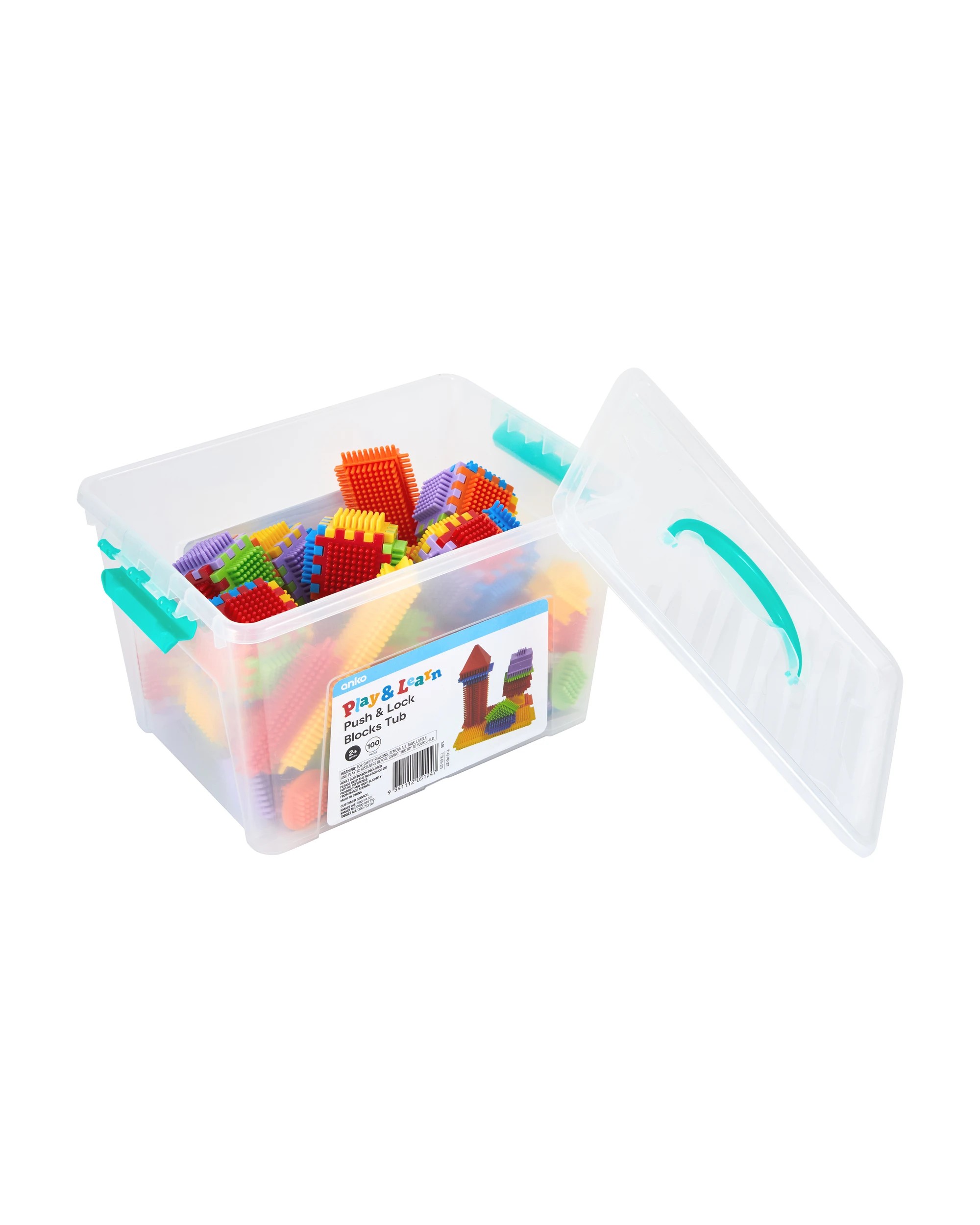 3 100 Piece Push and Lock Blocks Tub, 3 of 4