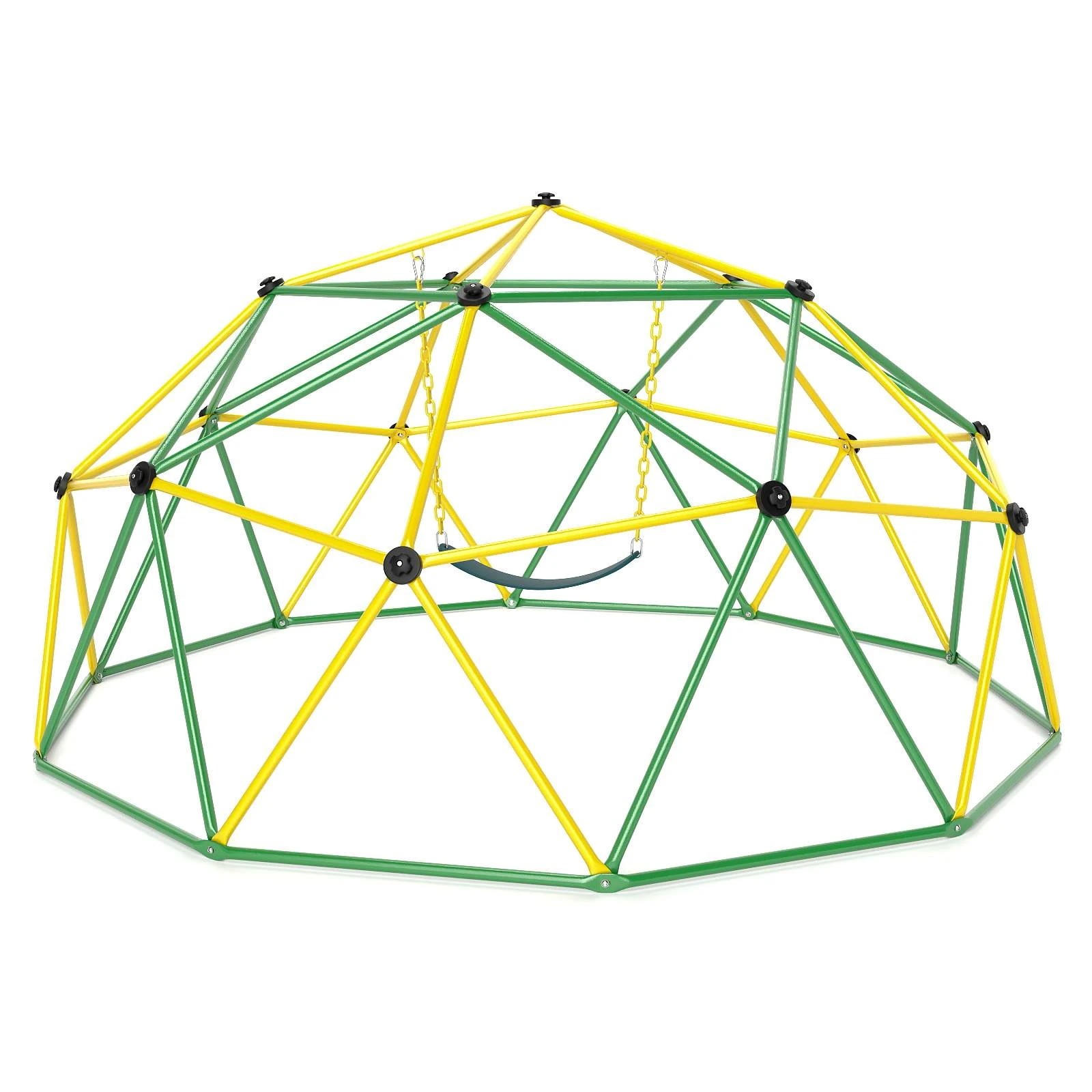 1 Costway Climb Playset Climbing Frame 3-4 Person Playset Metal Geometric Dome - Green, 1 of 1