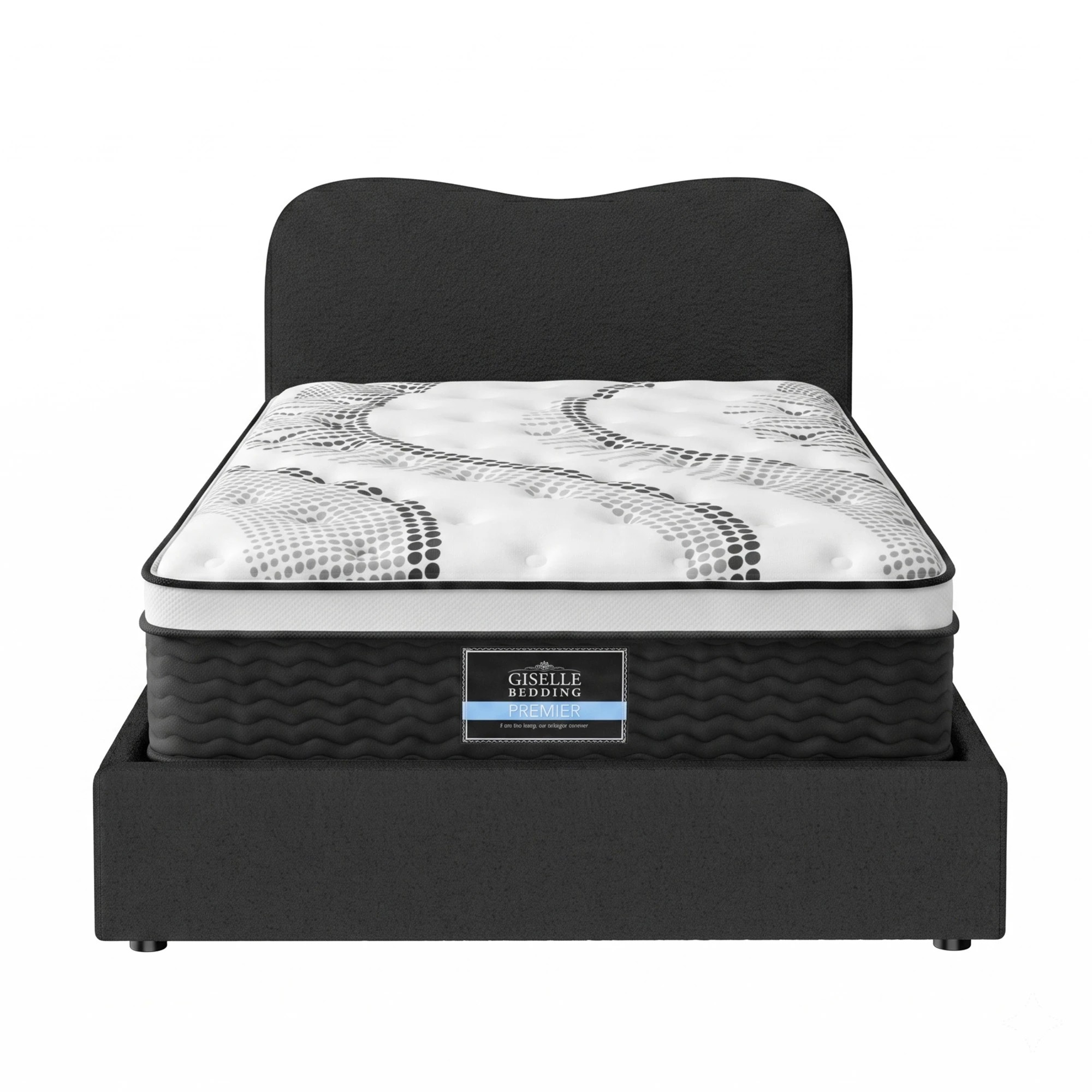 1 Giselle Bedding 32cm Euro Top King Single Mattress 5-Zone and Artiss Boucle Bed Frame Set - King Single Bed - Multi, 1 of 9