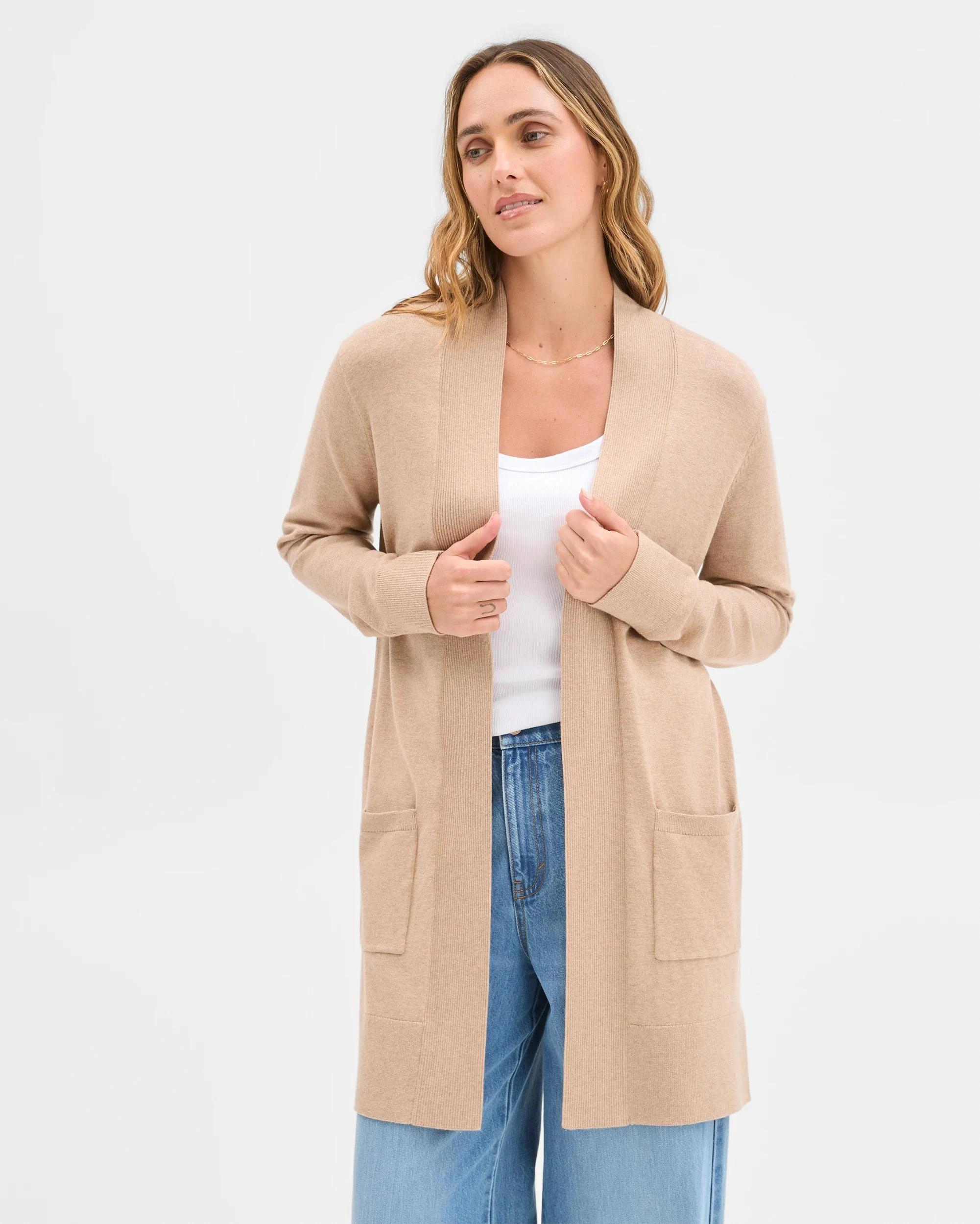 2 Target Woman Edge To Edge Rib Cardigan MOCHA MELANGE, 2 of 6