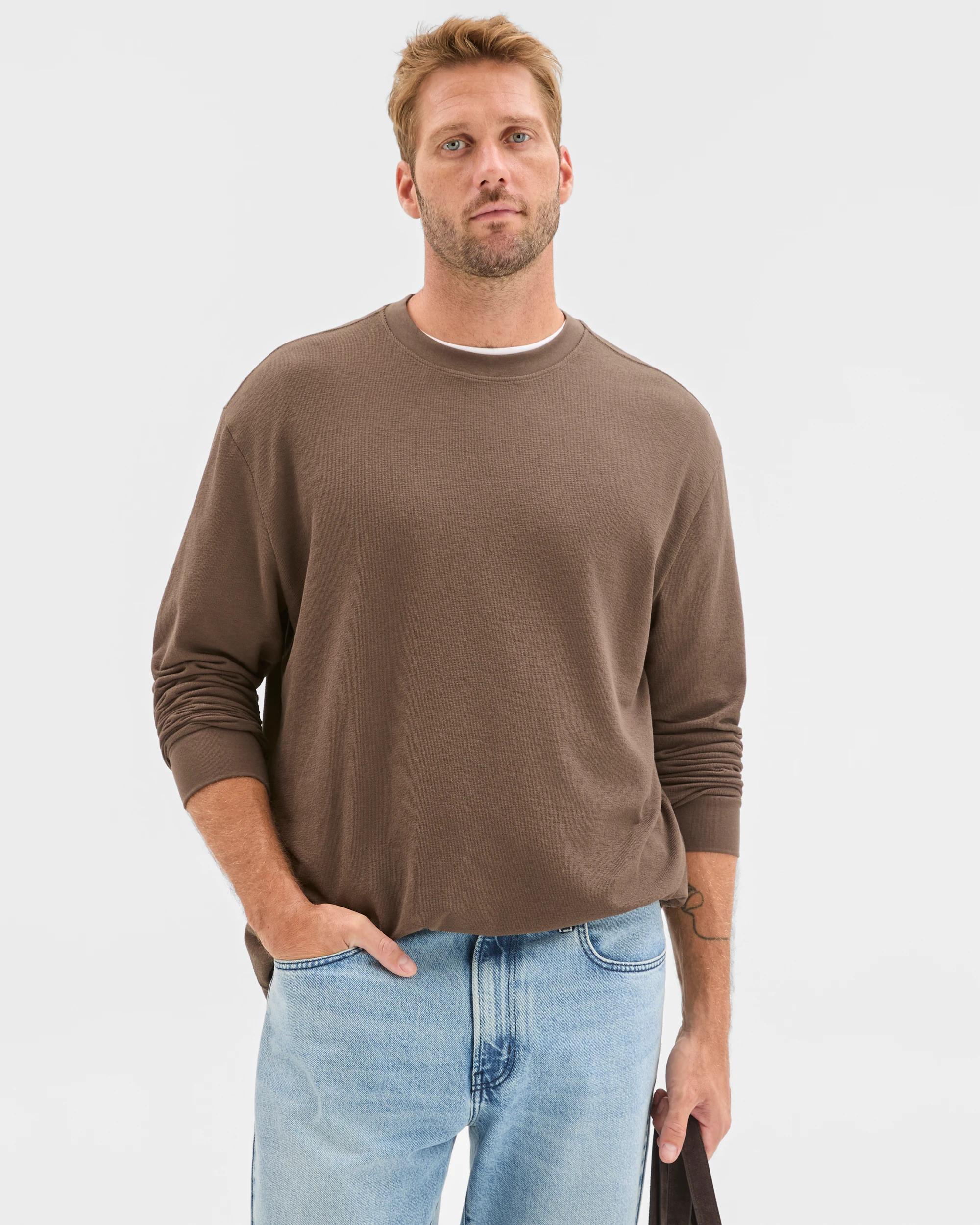 4 Target Australian Cotton Blend Long Sleeve Textured T-Shirt DARK OLIVE, 4 of 7