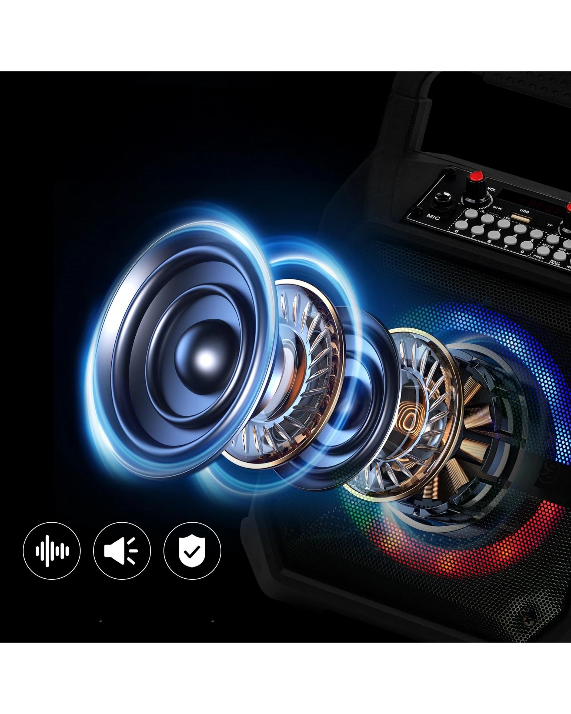 3 Advwin Karaoke Machine with 2 Wireless Microphones - Black, 3 of 8