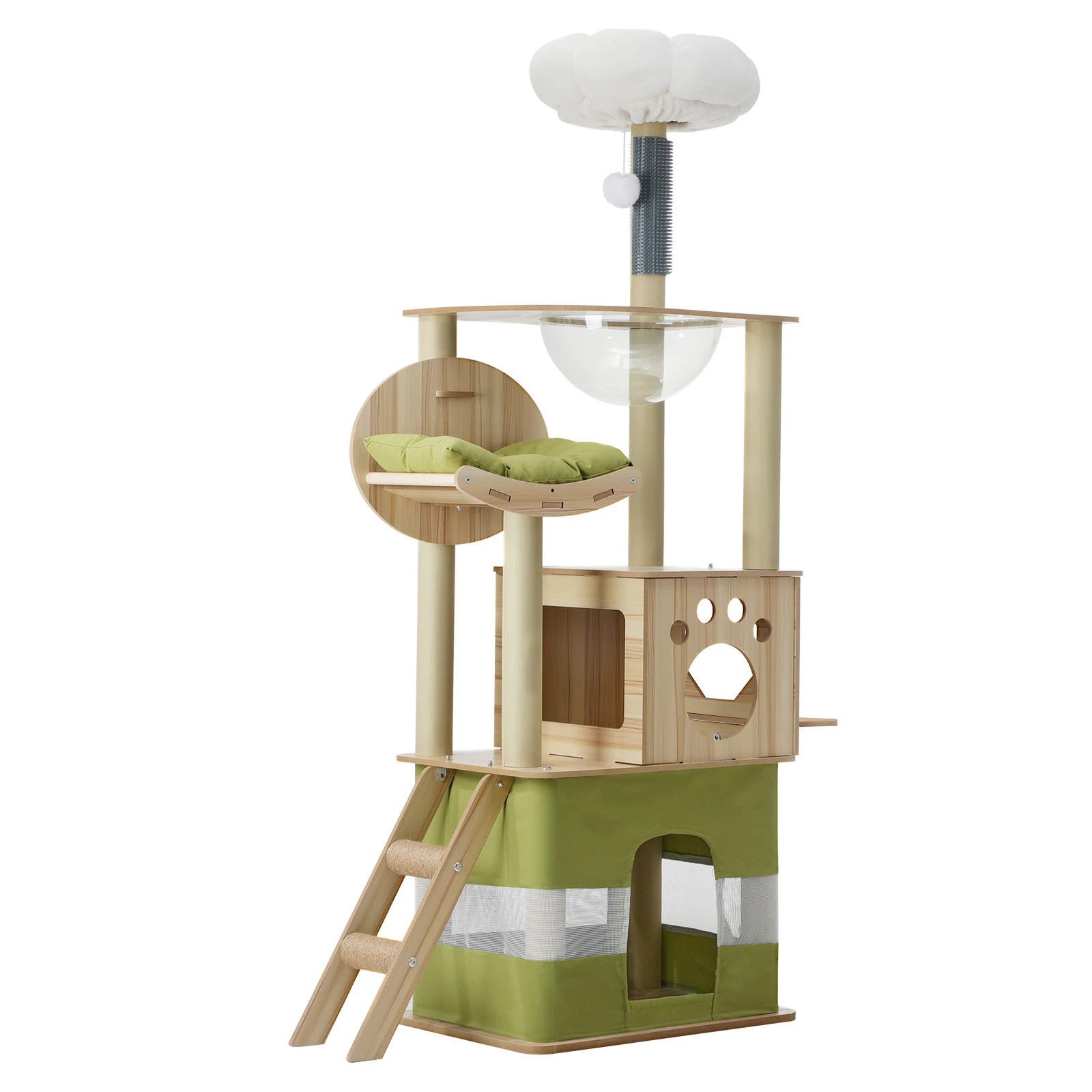 1 Alopet Cat Tree Tower Scratching Post Scratcher 160cm Condo House Bed Furniture
 - Natural, 1 of 8