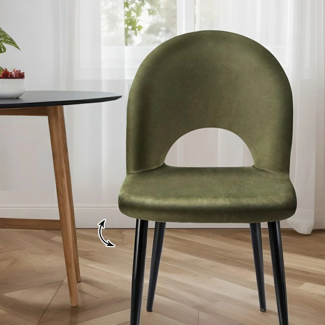 5 Artiss Dining Chairs Set of 4 Velvet Hollow Green - Green, 5 of 6