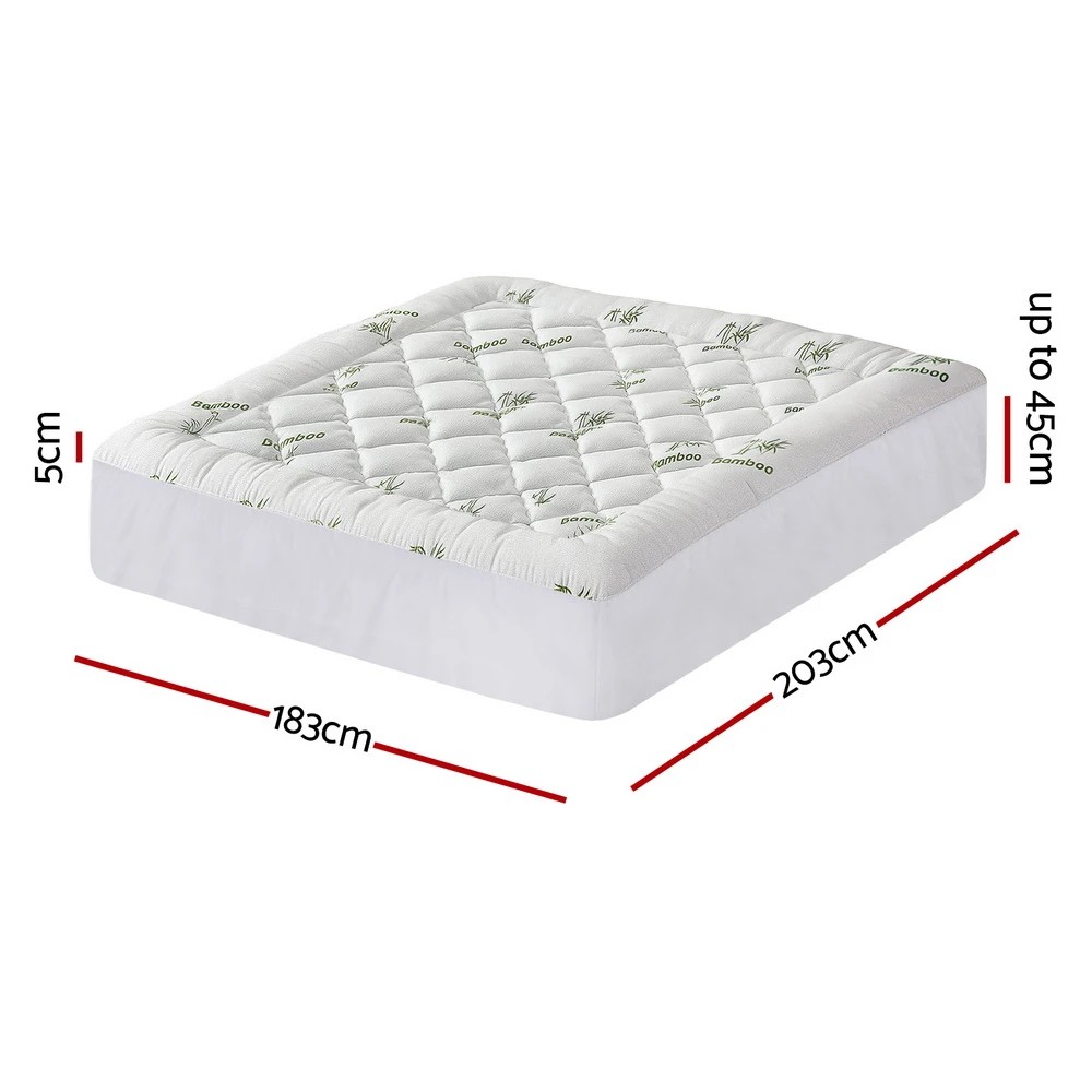 2 Giselle Mattress Topper 5cm Pillowtop toppers Bamboo King - White, 2 of 9