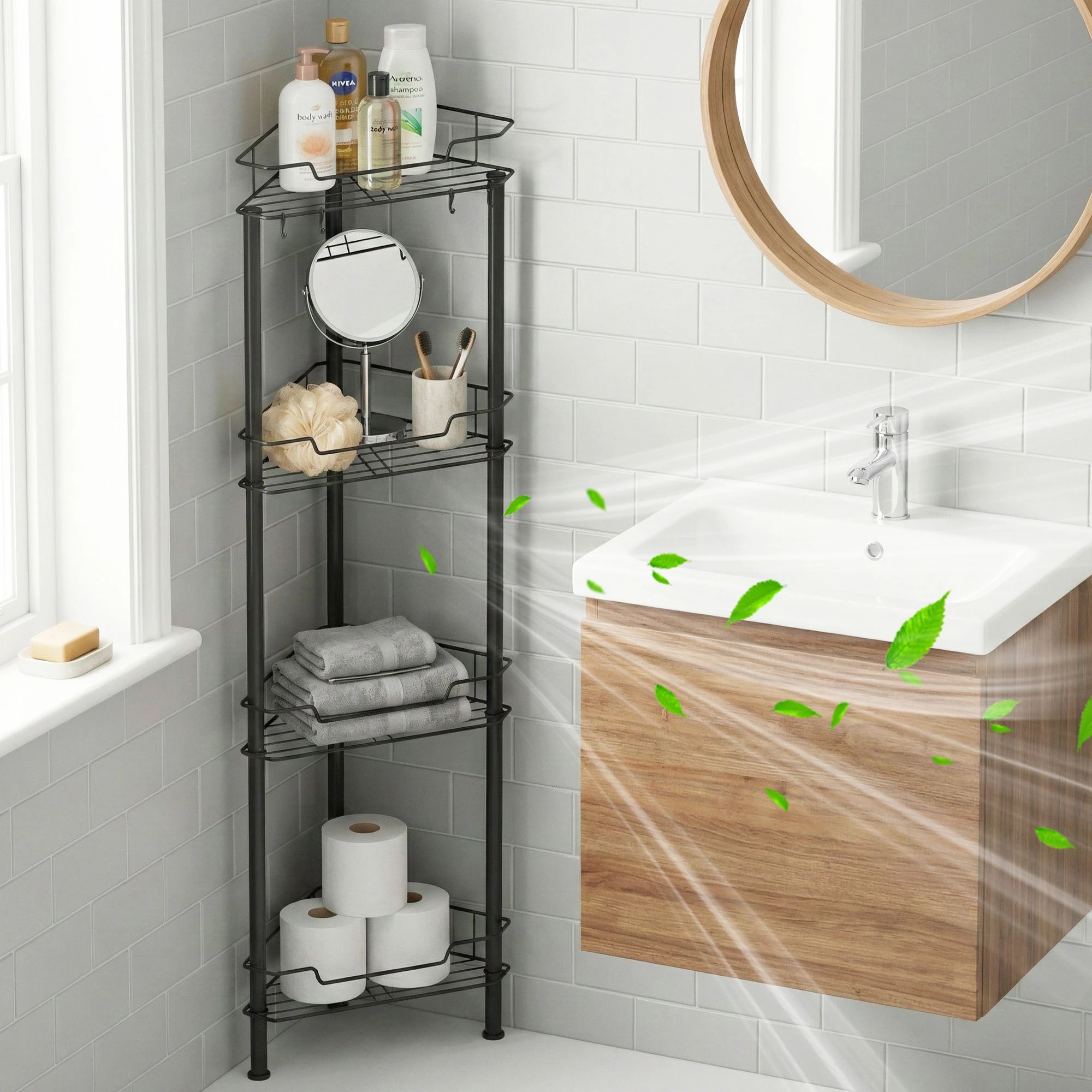 8 Artiss 2x Floor Standing Shower Caddy 4 Tier Rustproof Bathroom Storage - Black, 8 of 10