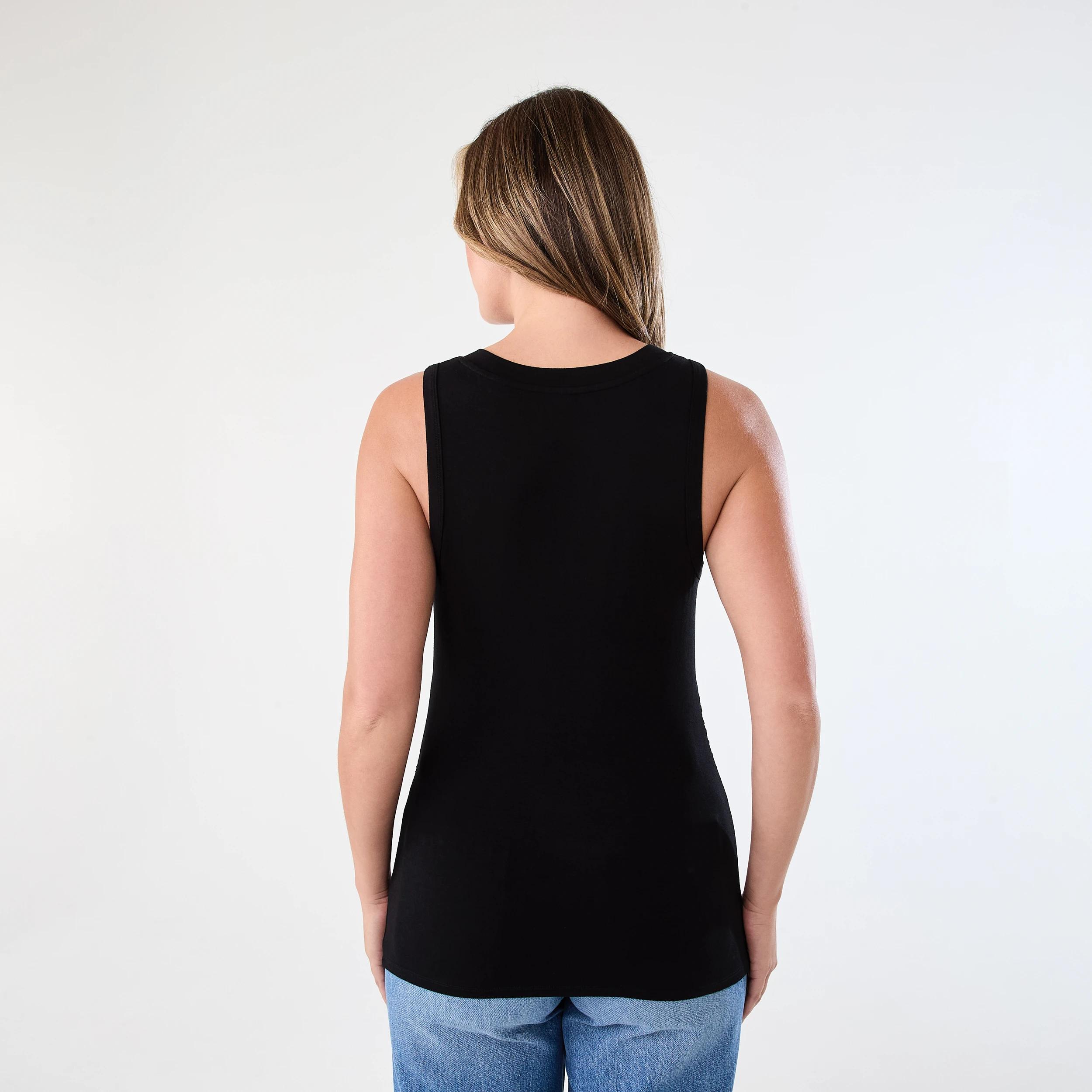 3 Maternity Sleeveless Scoop and Henley Neck Tank BLACK, 3 of 6