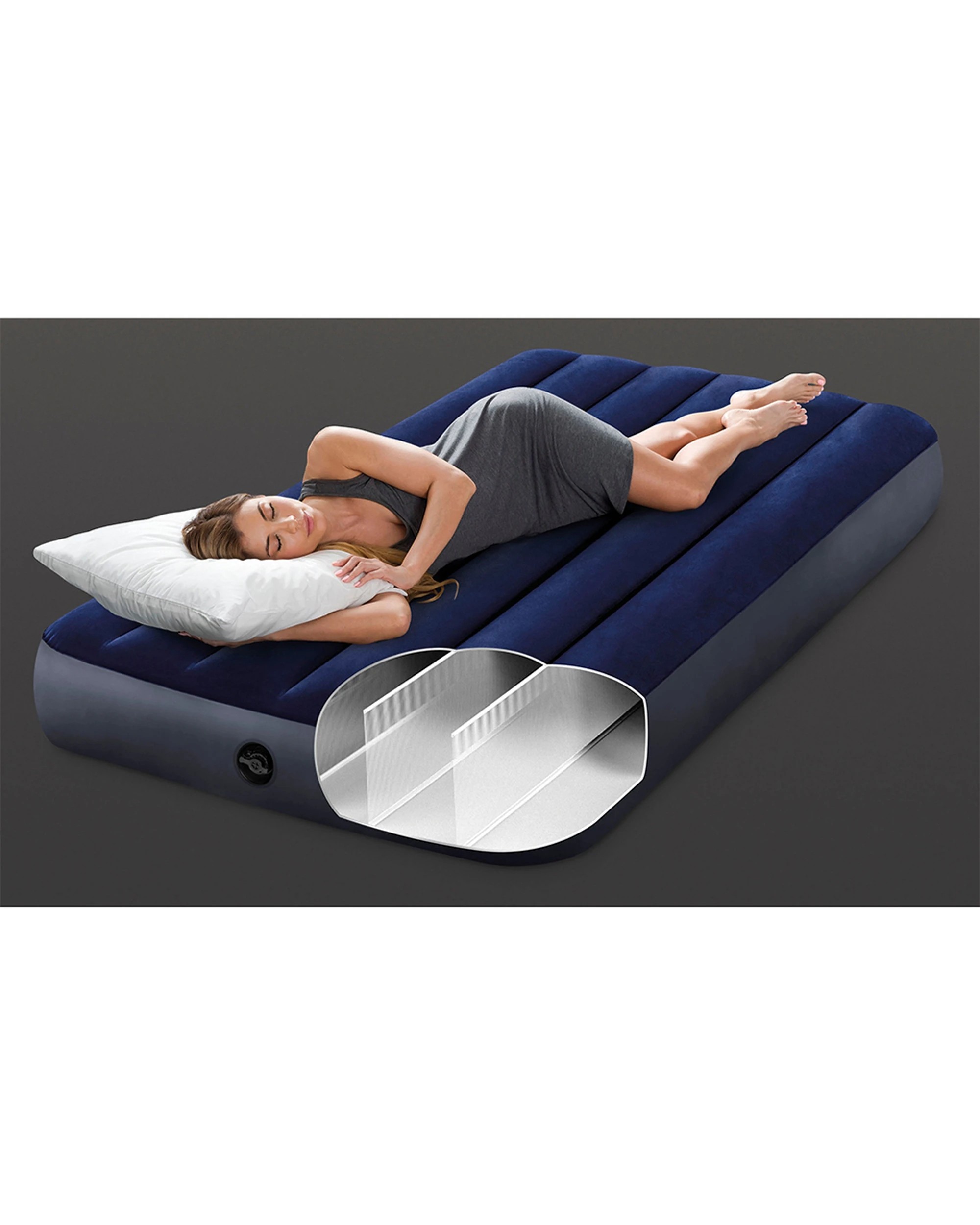 9 Intex Dura-Beam Classic Downy Twin Airbed Fiber-Tech Construction - Single Bed - Blue, 9 of 9