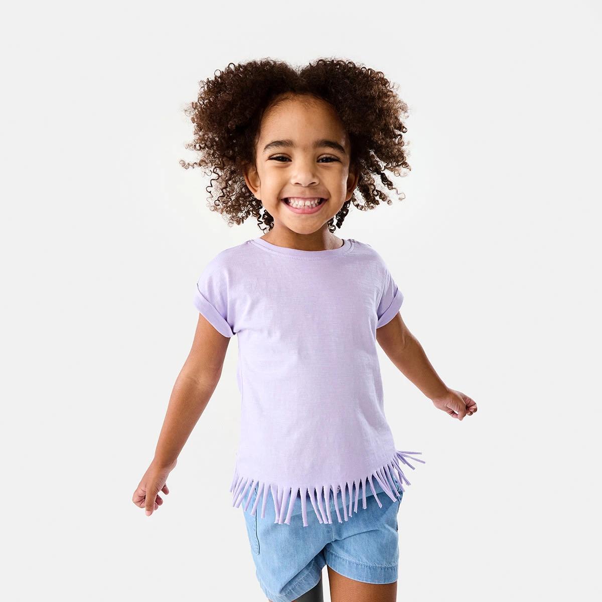 1 Short Sleeve Fringe T-shirt Pst Purple, 1 of 9