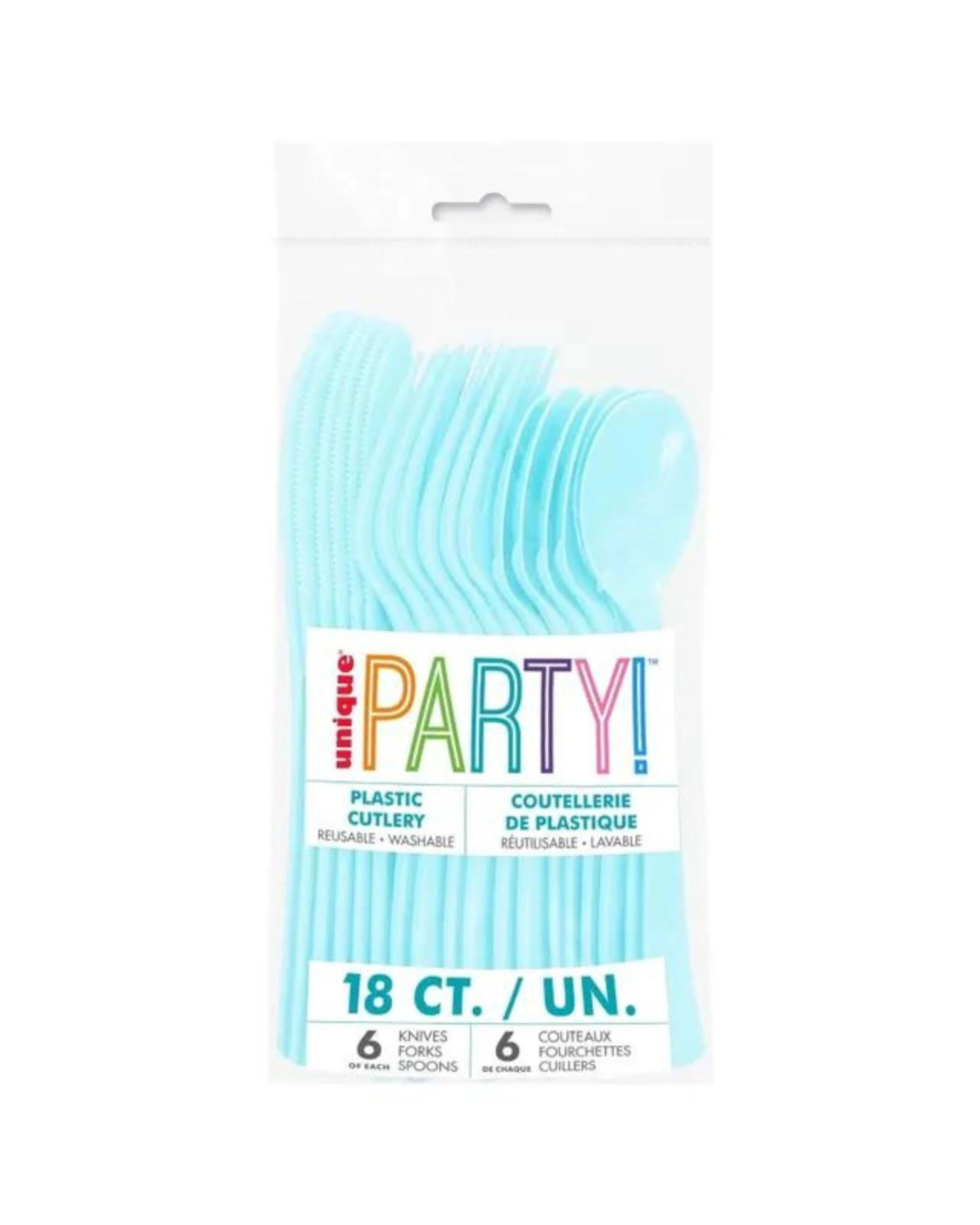 2 Unique Powder Blue Reusable Plastic Cutlery Pack of 18 - Blue, 2 of 2