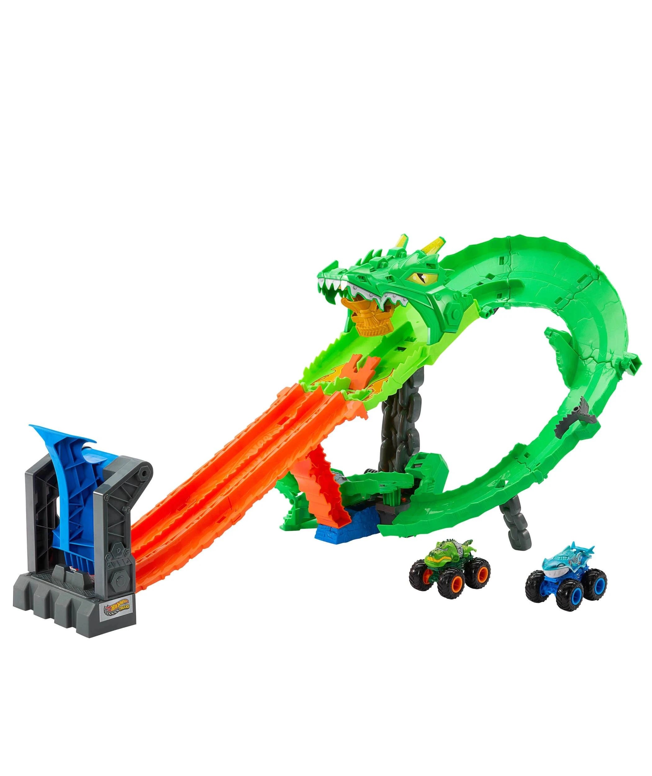 2 Mattel Hot Wheels Monster Trucks Sharks Vs. Dinos Dragon Destruction Playset - Multi, 2 of 6