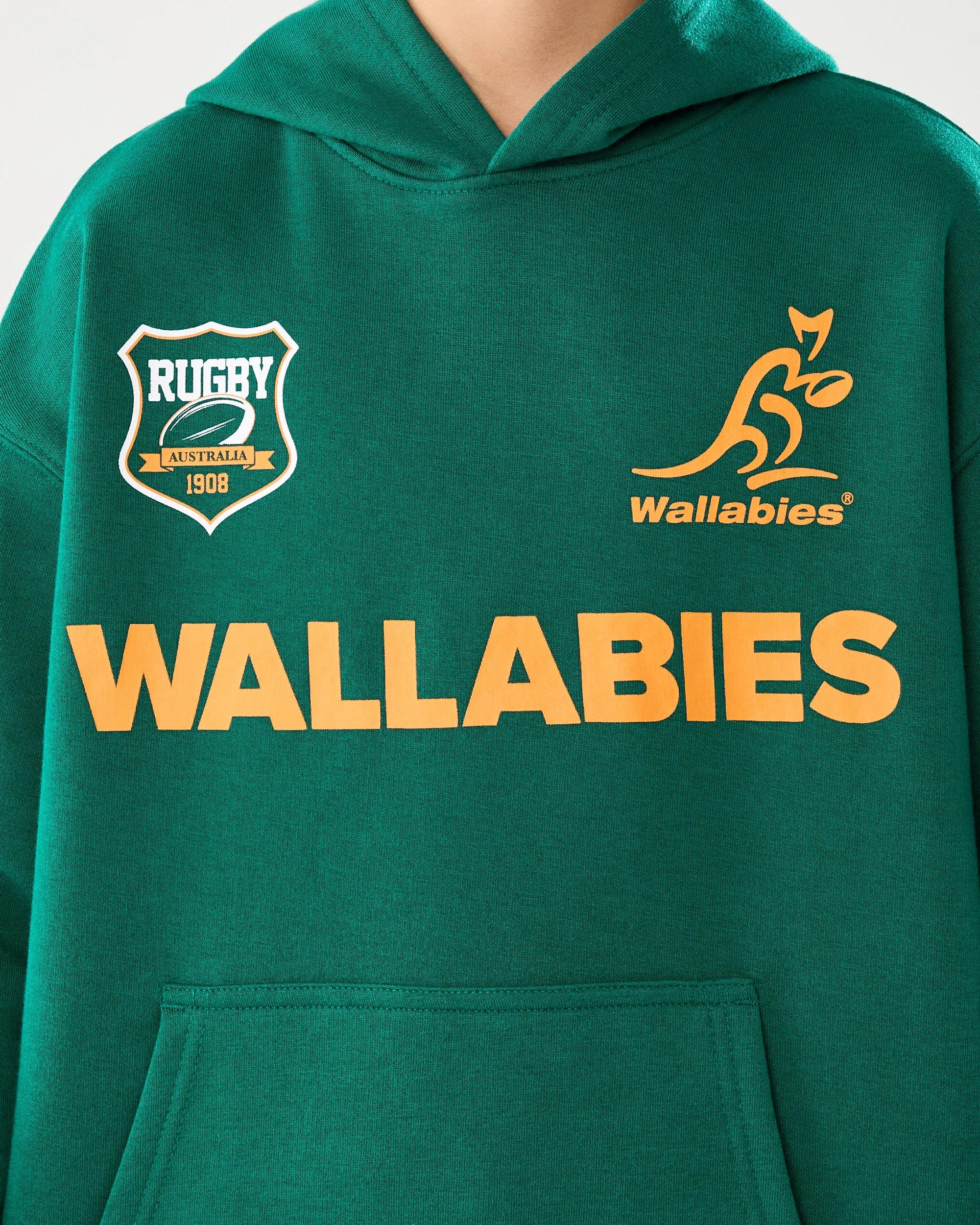 5 Wallabies Rugby Youth Hoodie Green, 5 of 7