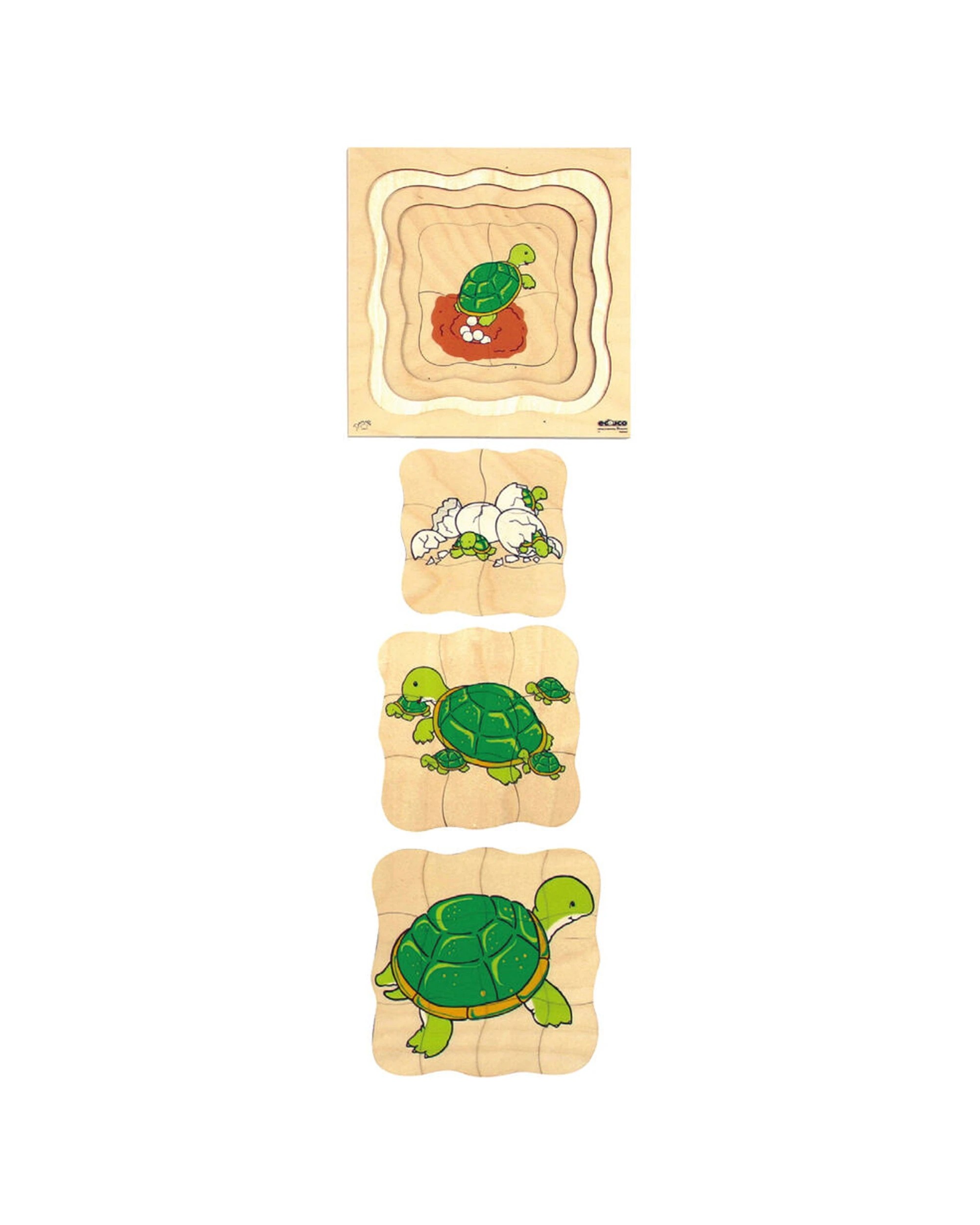 1 EDUCO Educational Puzzle Multilayer Grow Up Turtle Birch Plywood 3Years - Multi, 1 of 3