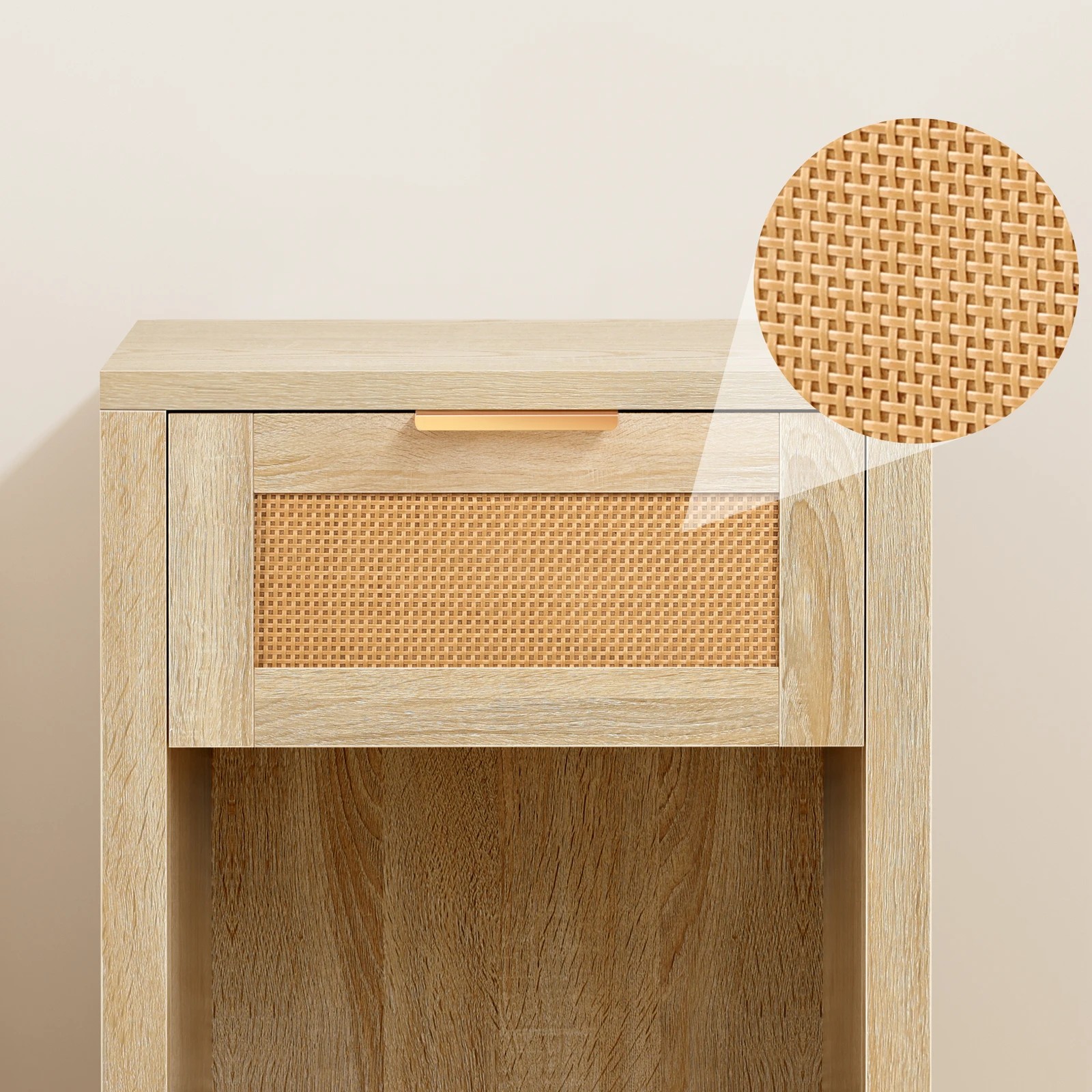 7 Alfordson 2x Bedside Table 1 Drawer Storage Shelf - Oak, 7 of 10