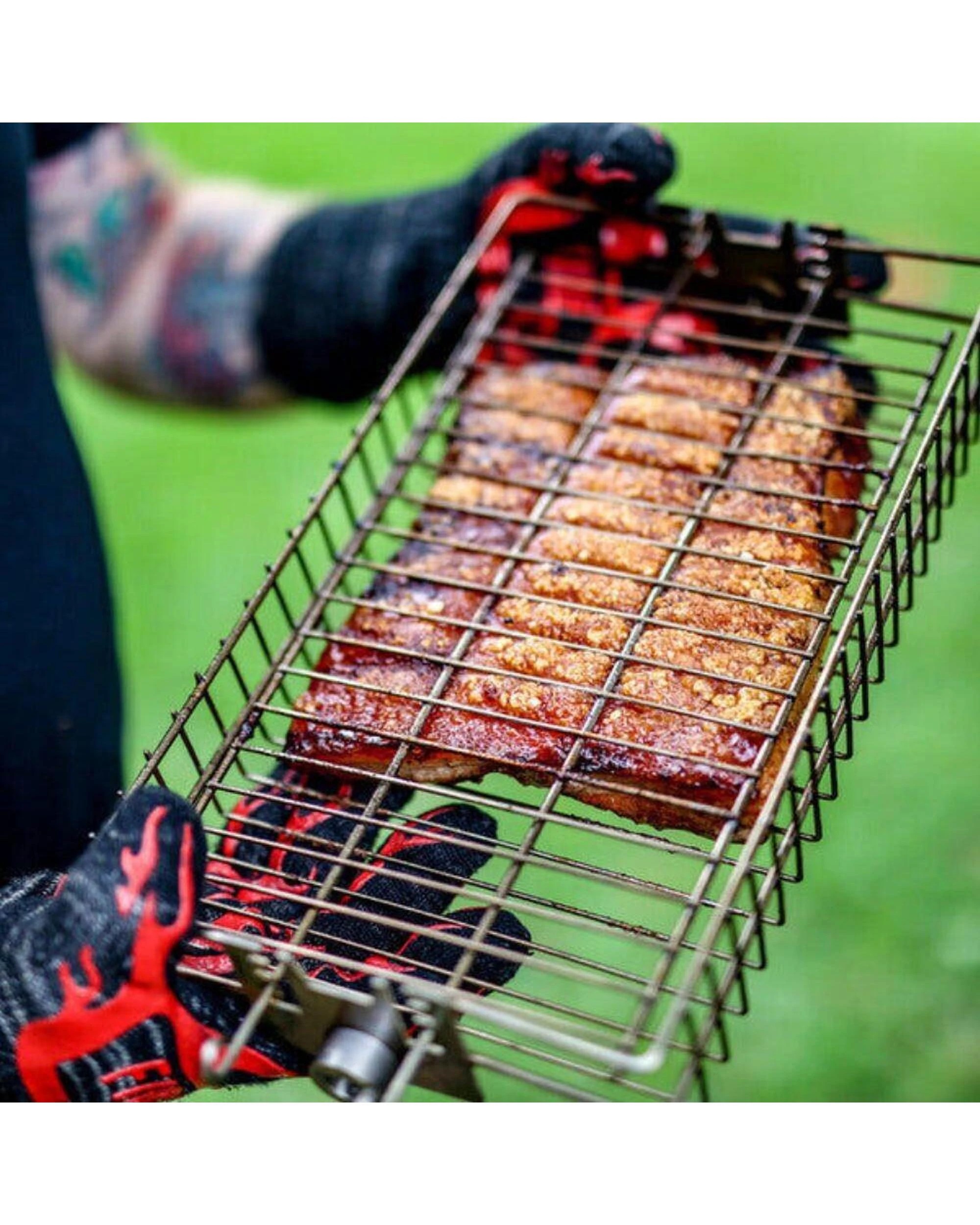 8 Auspit Stainless Steel Spit Rotisserie Basket BBQ Cage, 8 of 10