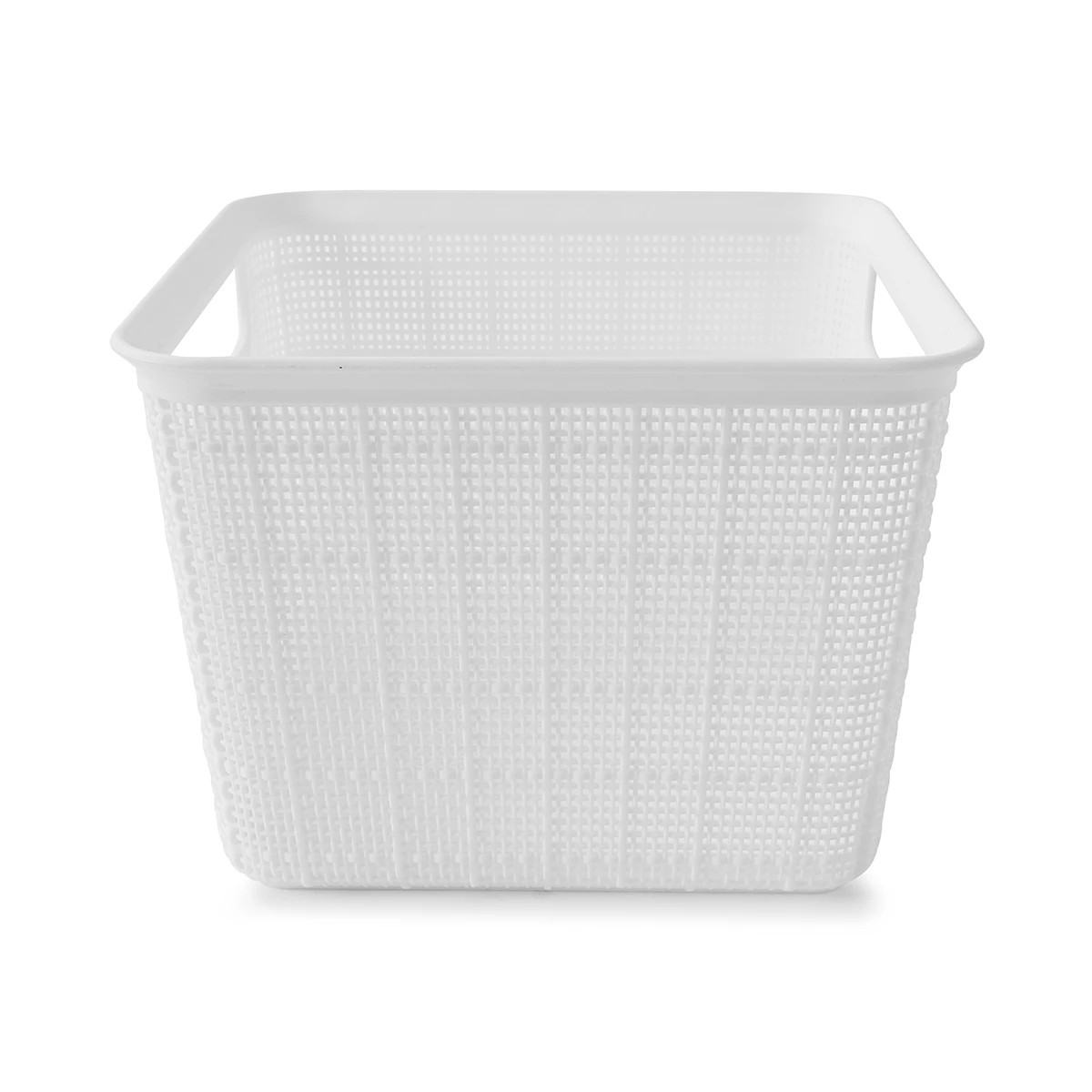 4 3.5L Linen Weave Square Basket - White, 4 of 8