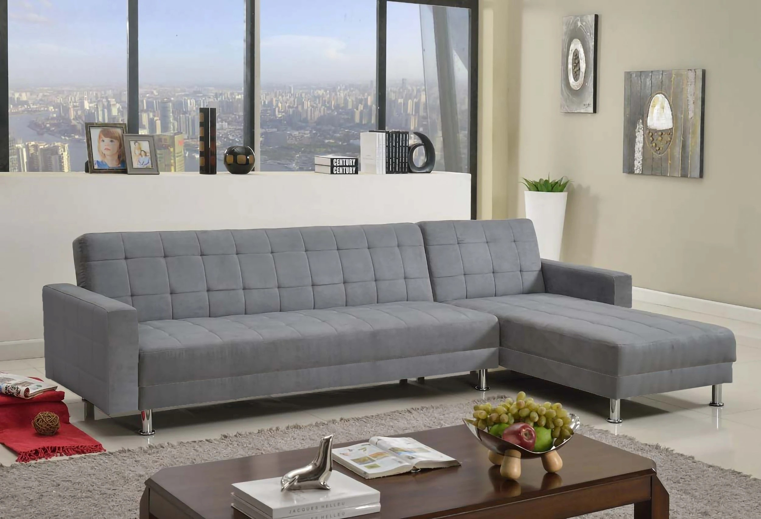 2 Foret 5 Seater Sofa Bed Modular Corner Lounge Recliner Chaise Couch Fabric Grey, 2 of 9