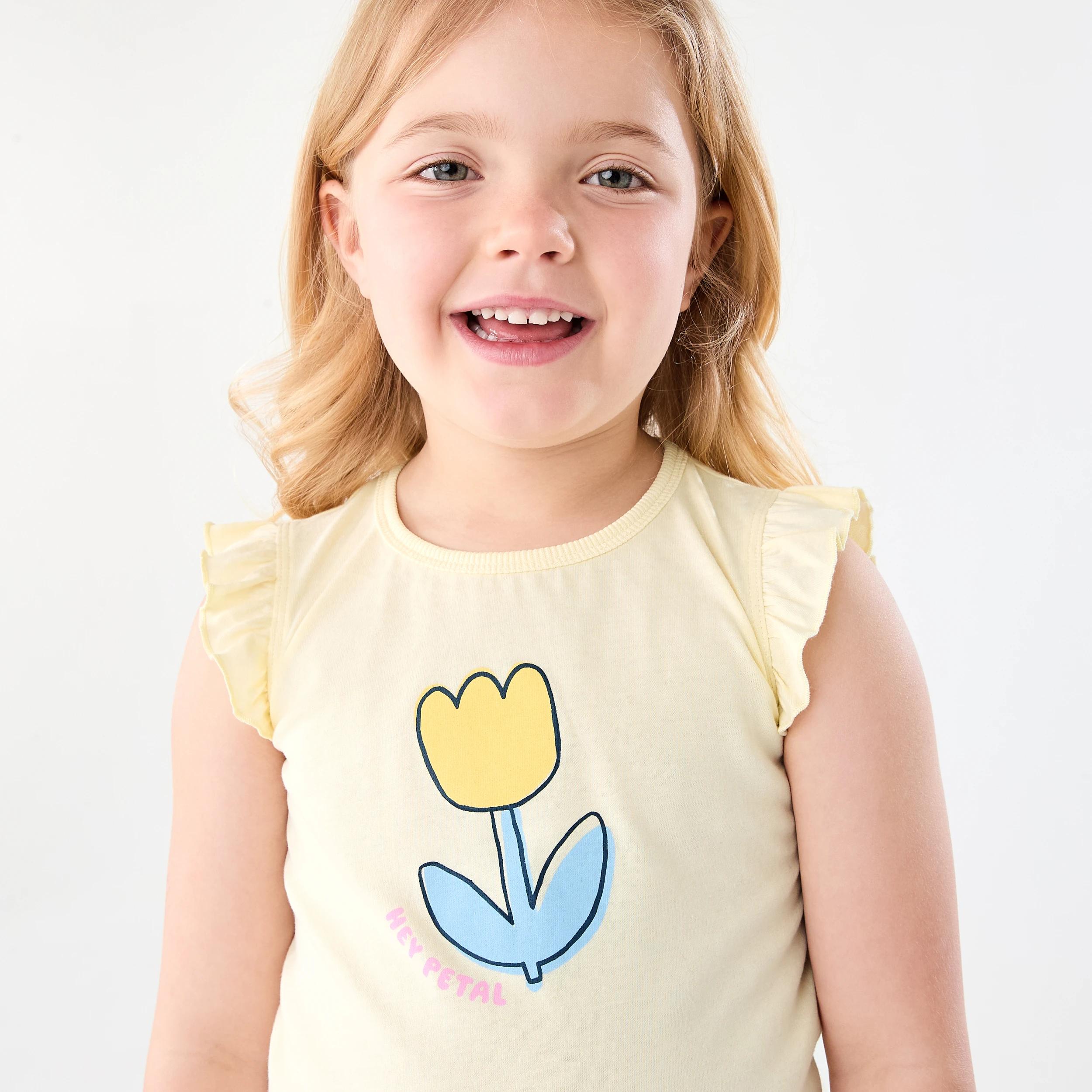 3 Short Sleeve Jersey Pyjama Set YELLOW TULIPS, 3 of 8