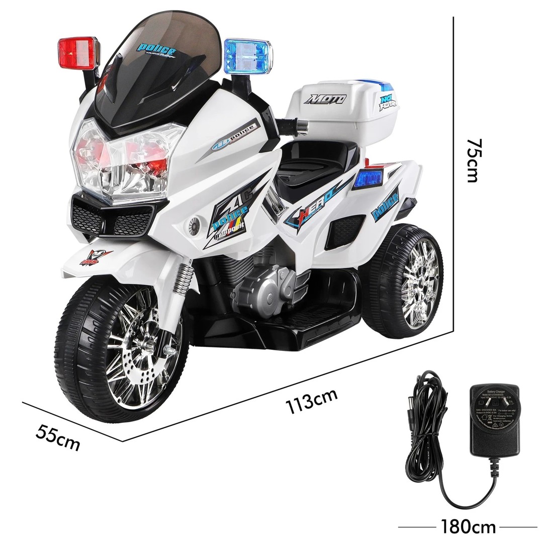 6 Alfordson Kids Ride On Car Patrol Motorcycle Electric 60W Motors BMW Inspired - White, 6 of 9