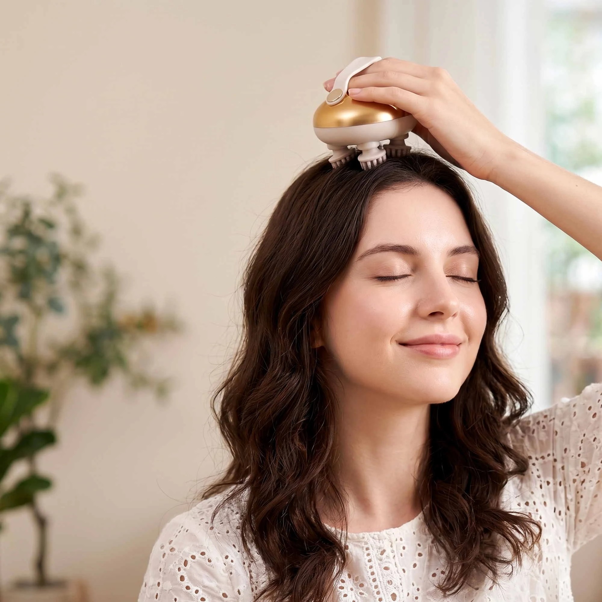6 Livemor Scalp Massager Kneading Head Massager Scalp Stress Relax Portable Hair Shower Cat Massager - Gold, 6 of 9