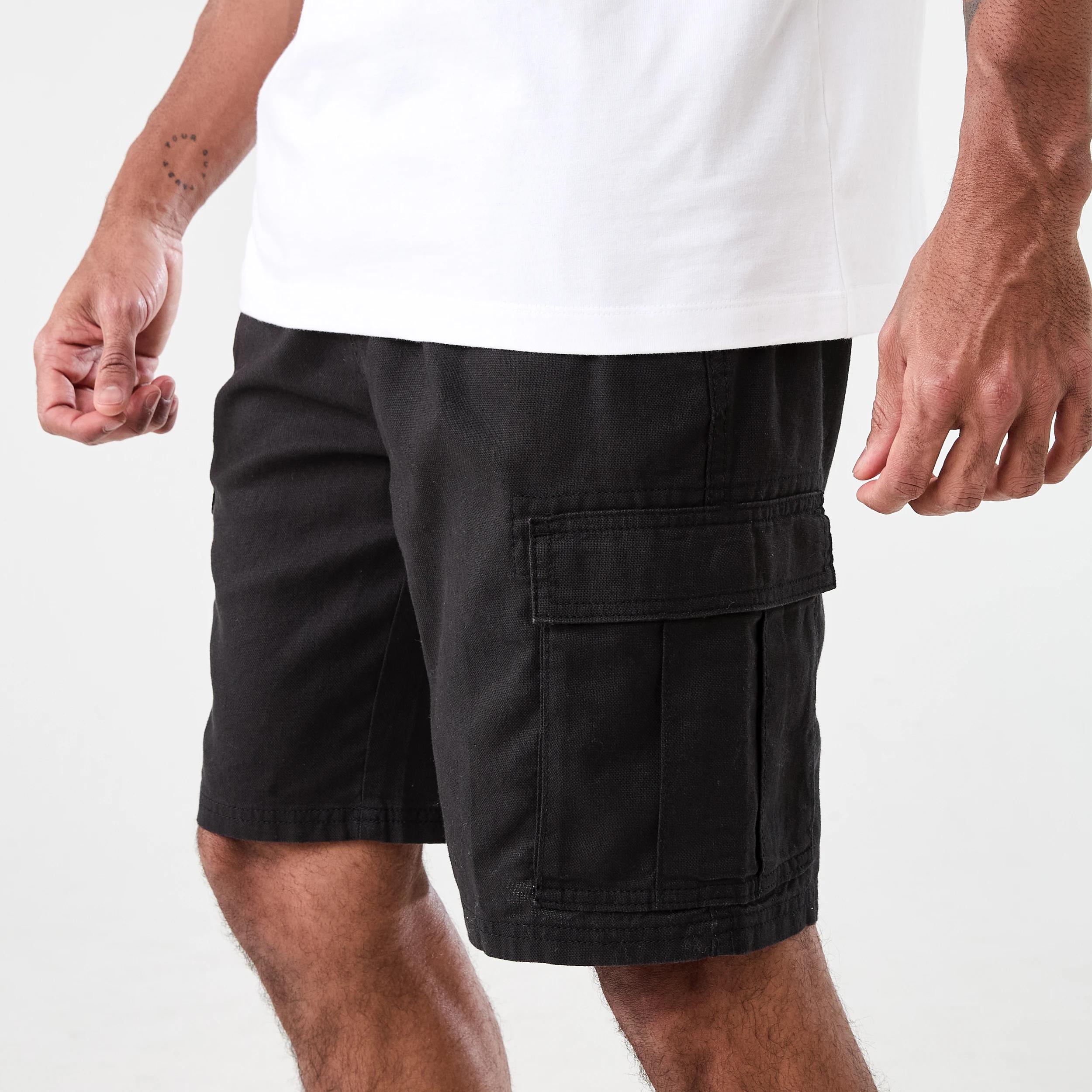 2 Cotton Linen Cargo Shorts BLACK, 2 of 7